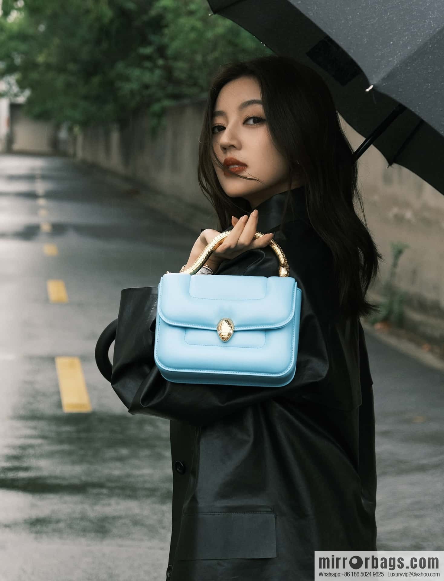 BVLGARI Bulgari joint design limited edition Mary Katrantzou snakehead bag 291071 blue 19CM