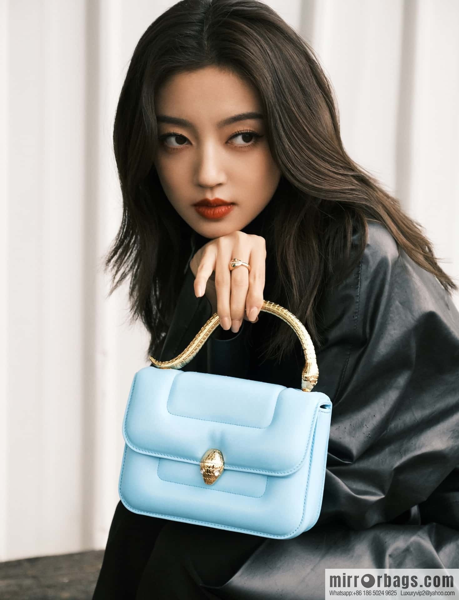 BVLGARI Bulgari joint design limited edition Mary Katrantzou snakehead bag 291071 blue 19CM