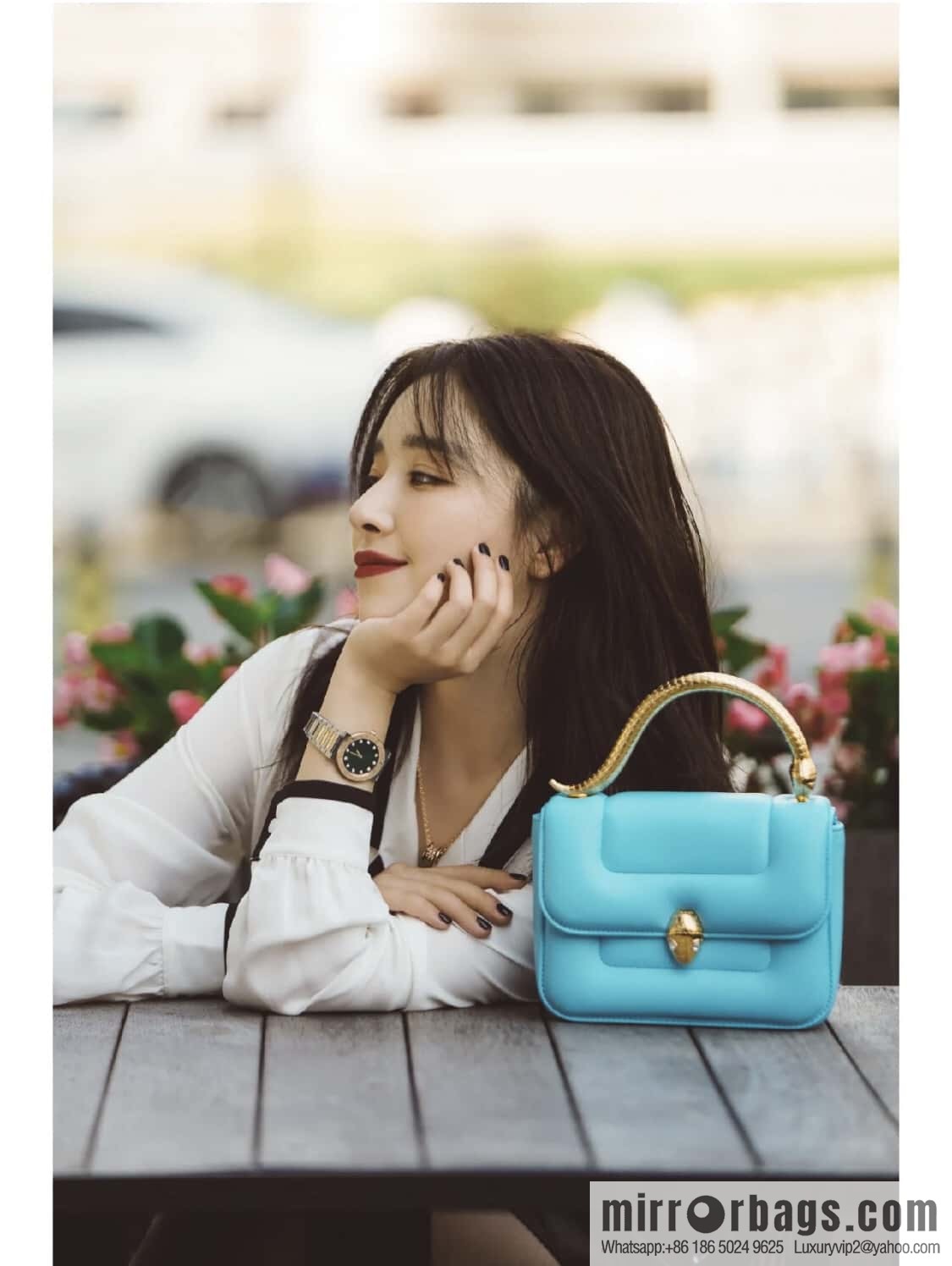 BVLGARI Bulgari joint design limited edition Mary Katrantzou snakehead bag 291071 blue 19CM