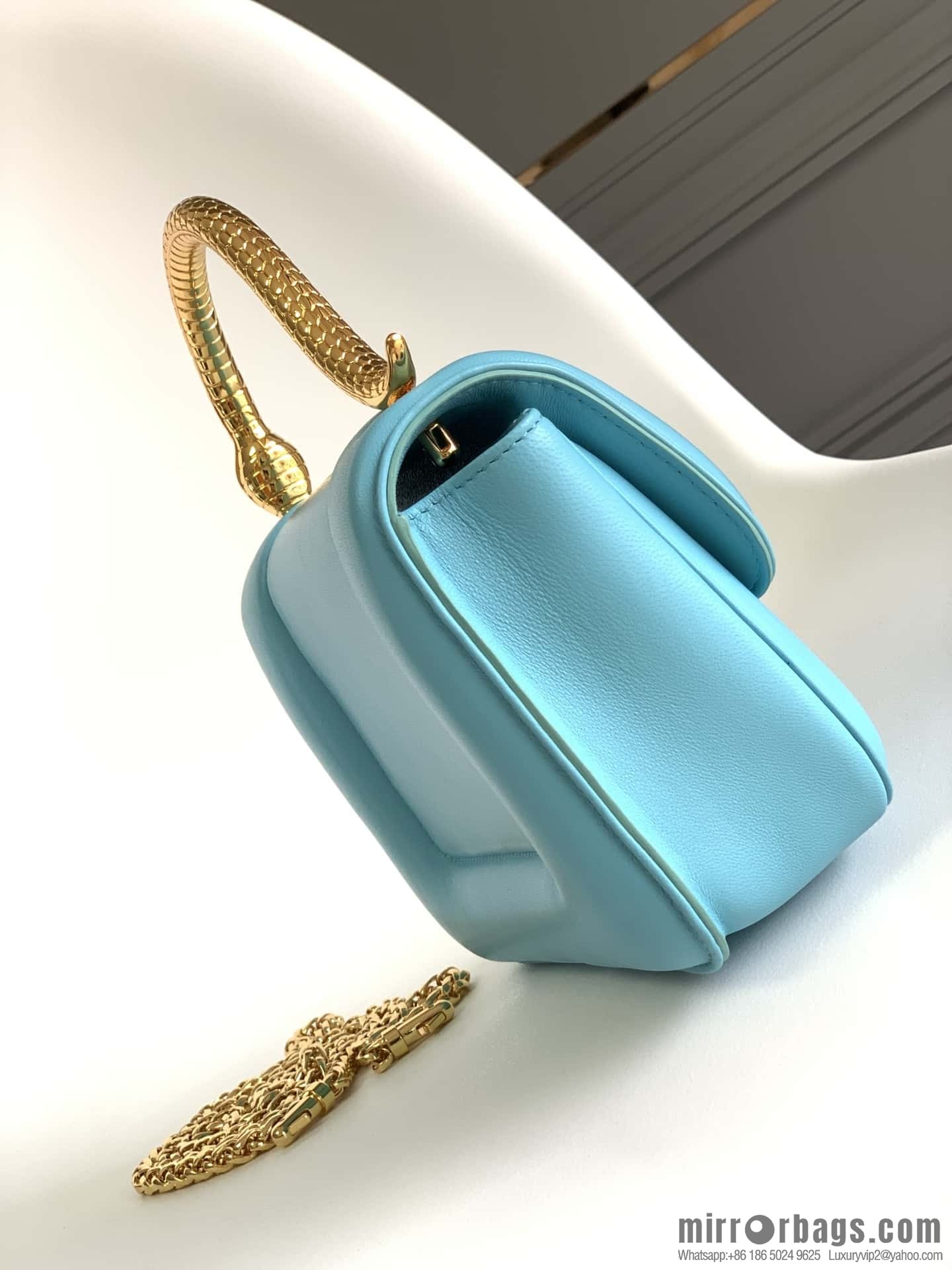 BVLGARI Bulgari joint design limited edition Mary Katrantzou snakehead bag 291071 blue 19CM