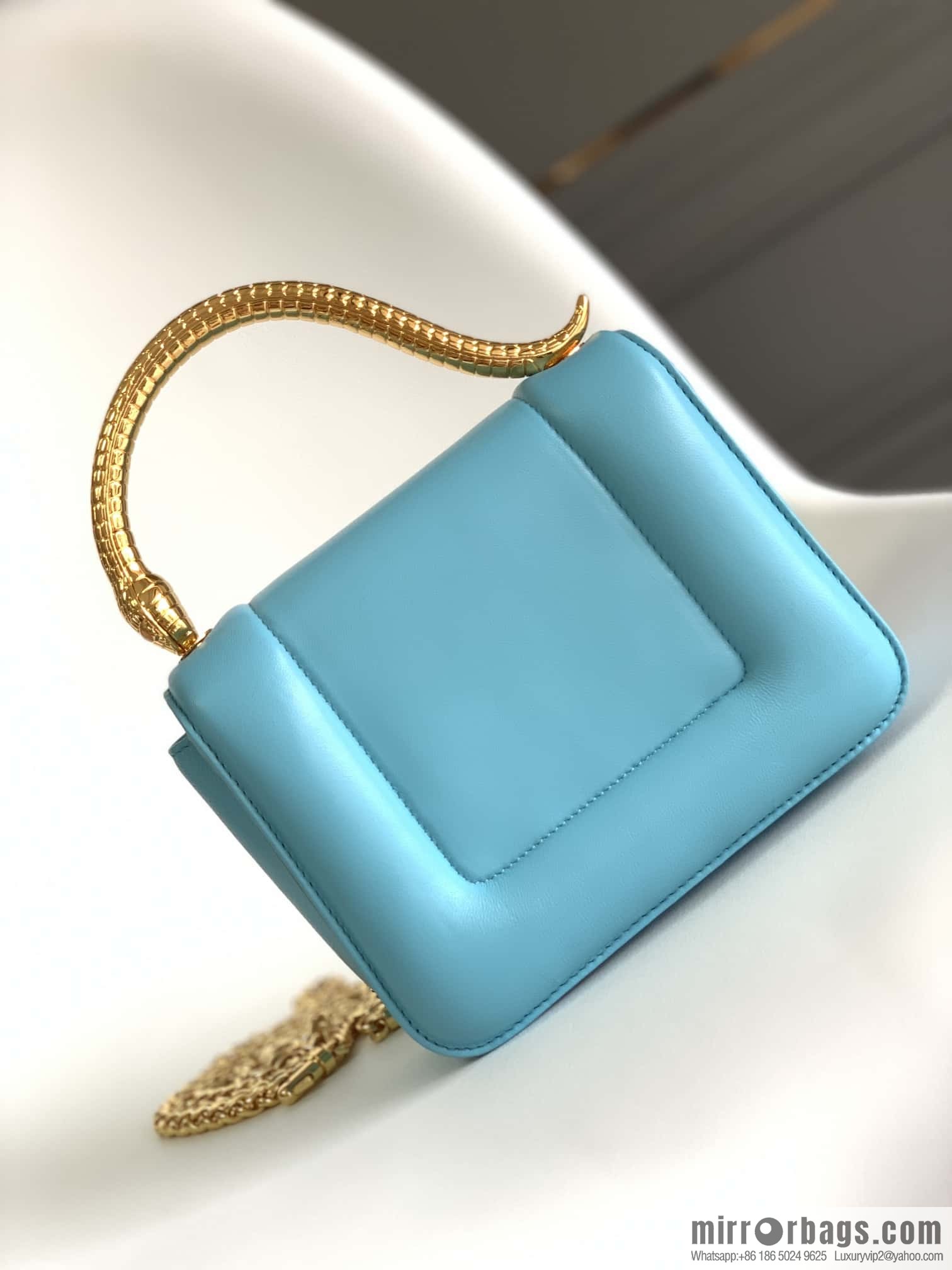 BVLGARI Bulgari joint design limited edition Mary Katrantzou snakehead bag 291071 blue 19CM
