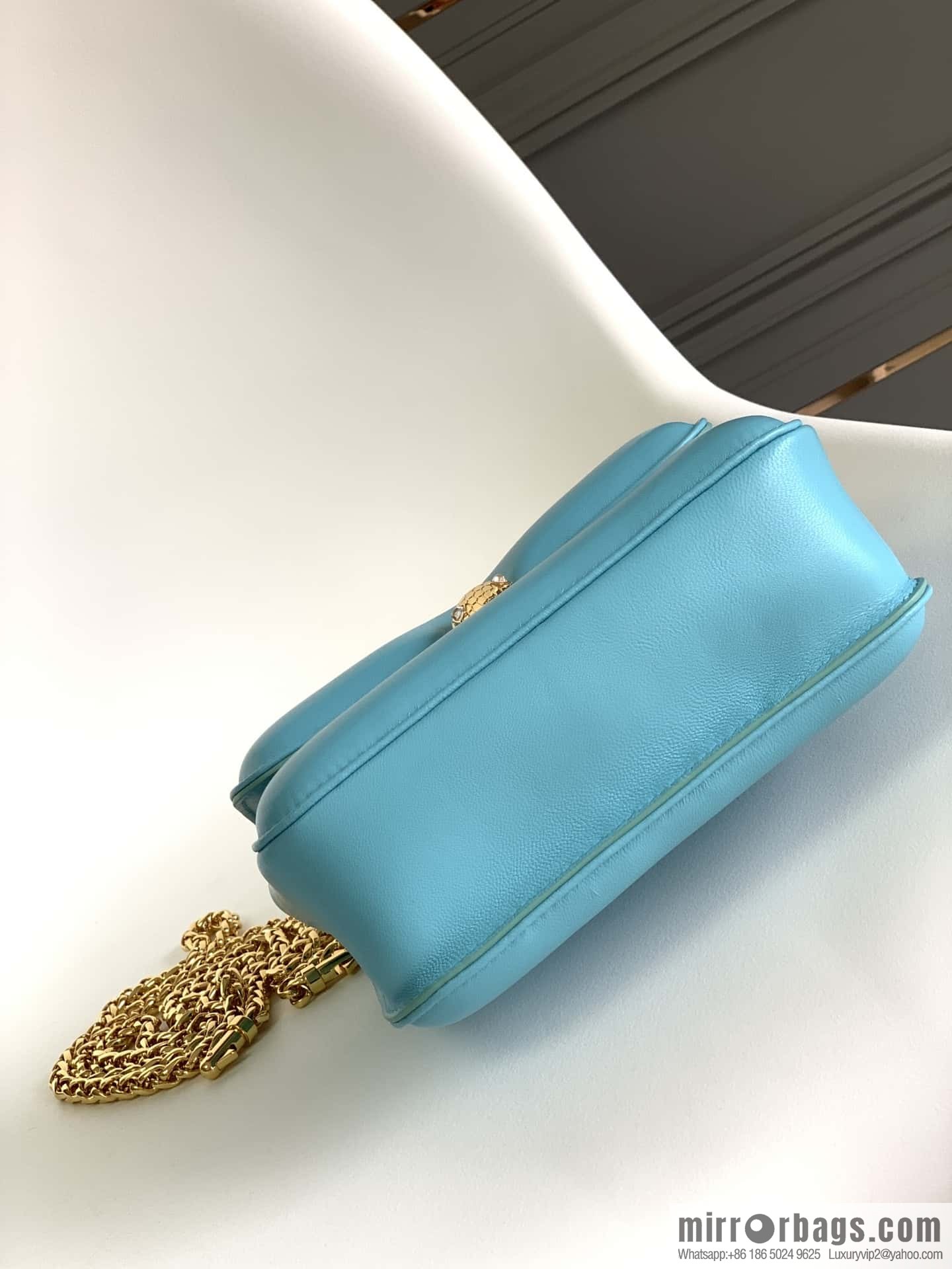 BVLGARI Bulgari joint design limited edition Mary Katrantzou snakehead bag 291071 blue 19CM