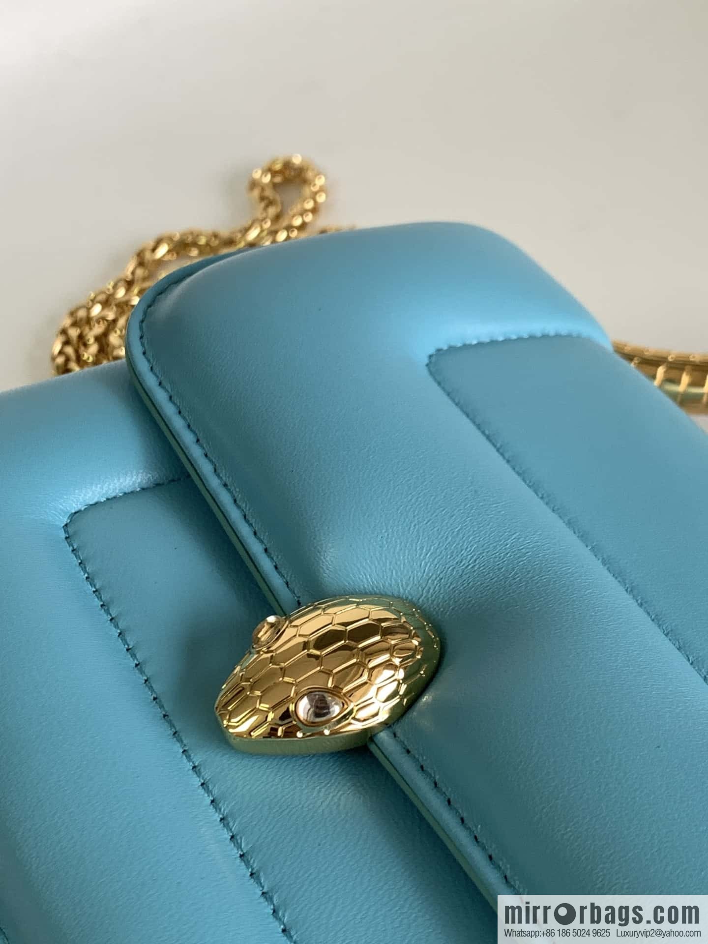 BVLGARI Bulgari joint design limited edition Mary Katrantzou snakehead bag 291071 blue 19CM