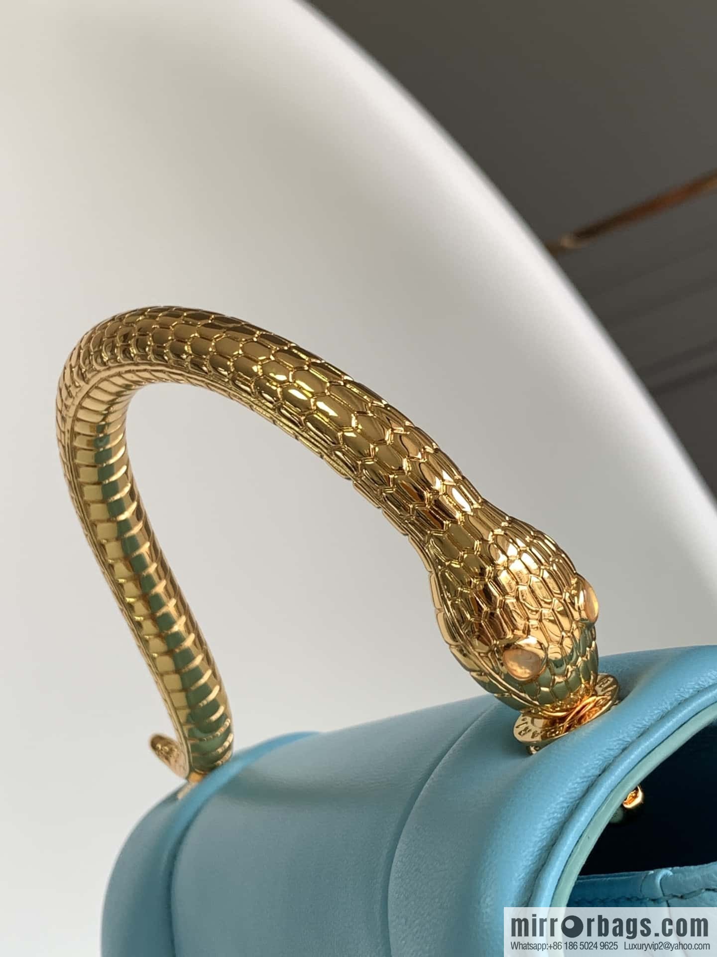 BVLGARI Bulgari joint design limited edition Mary Katrantzou snakehead bag 291071 blue 19CM
