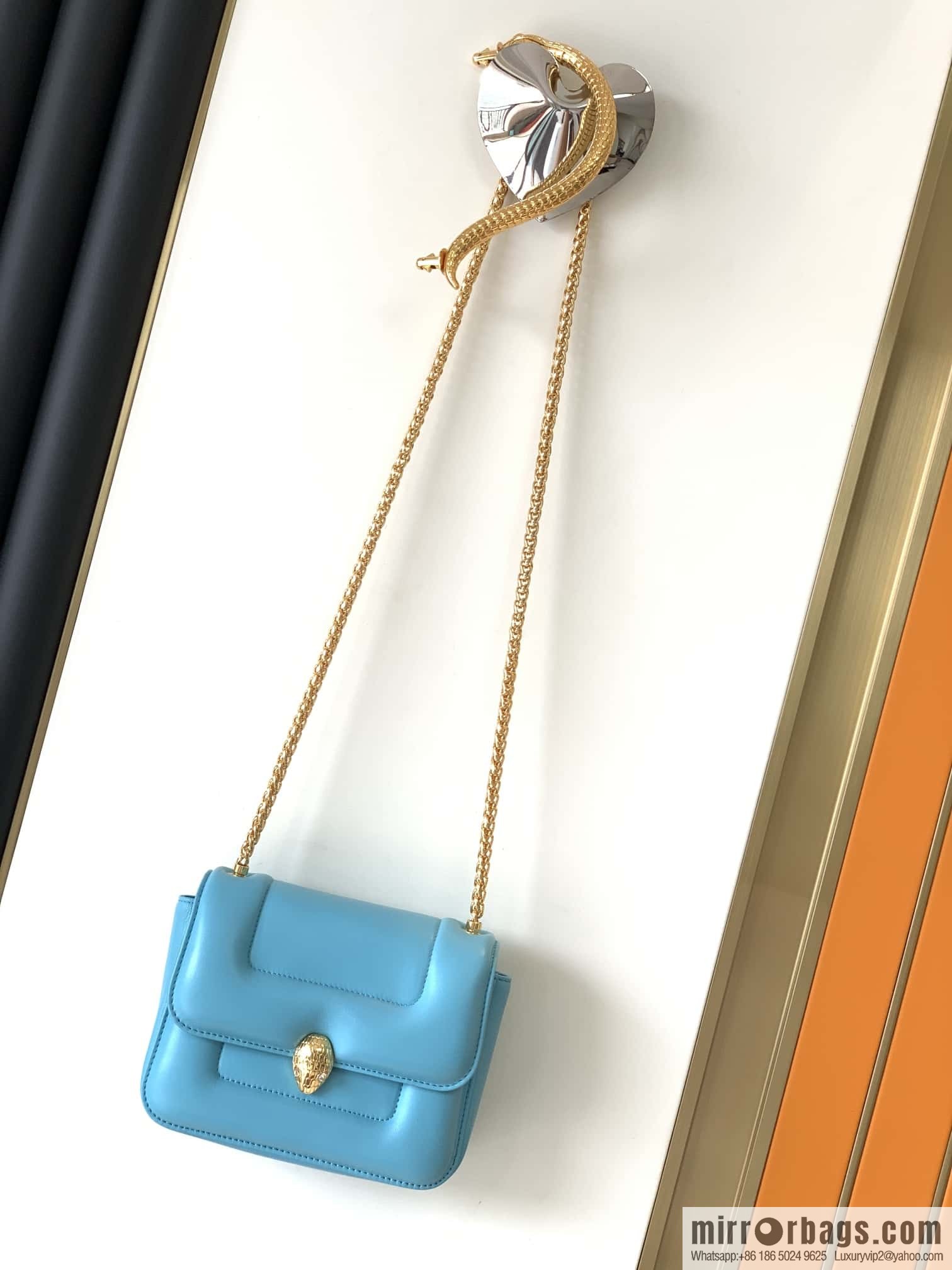 BVLGARI Bulgari joint design limited edition Mary Katrantzou snakehead bag 291071 blue 19CM