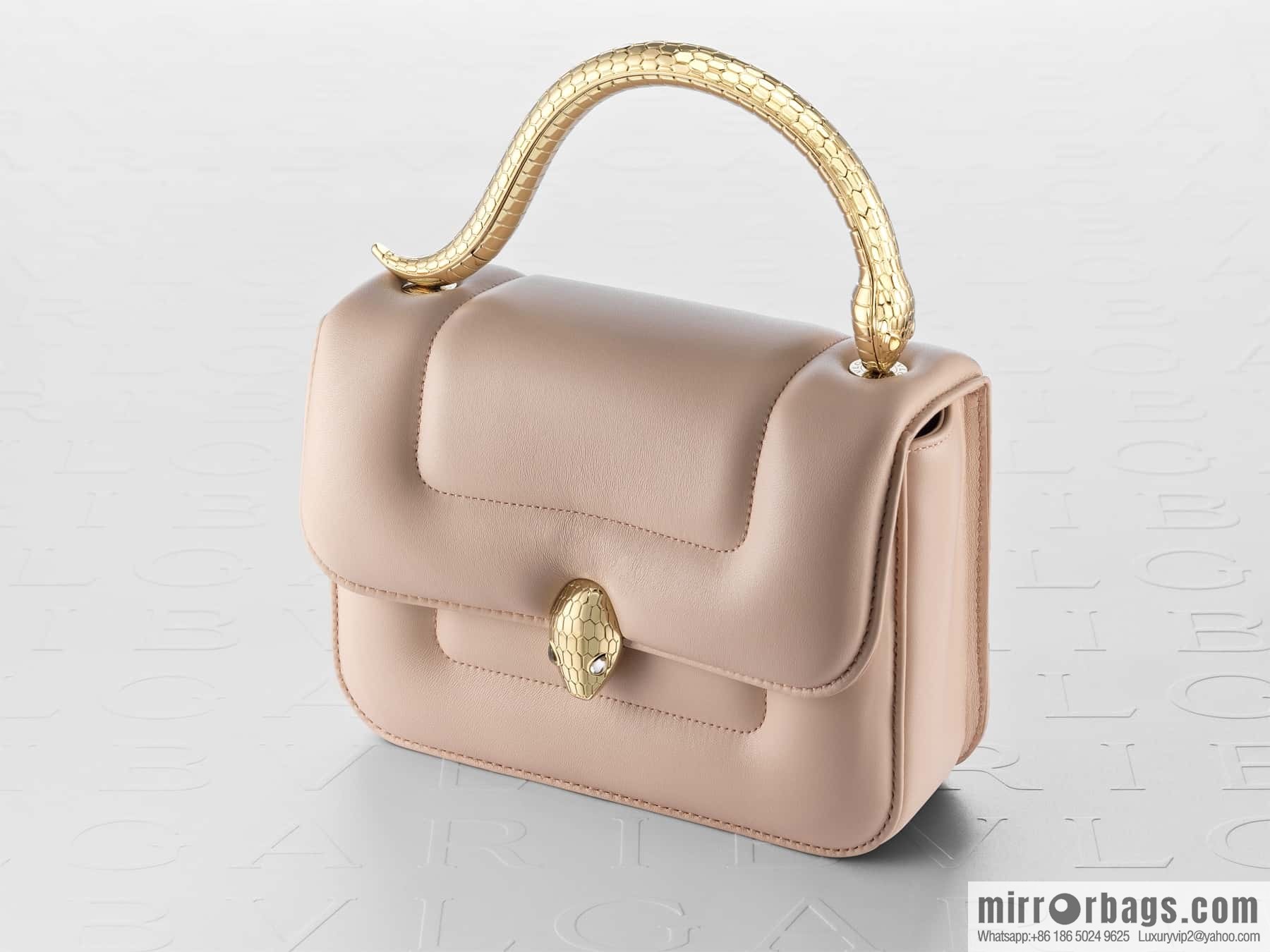 BVLGARI Bulgari joint design limited edition Mary Katrantzou snakehead bag 291071 naked powder 19CM