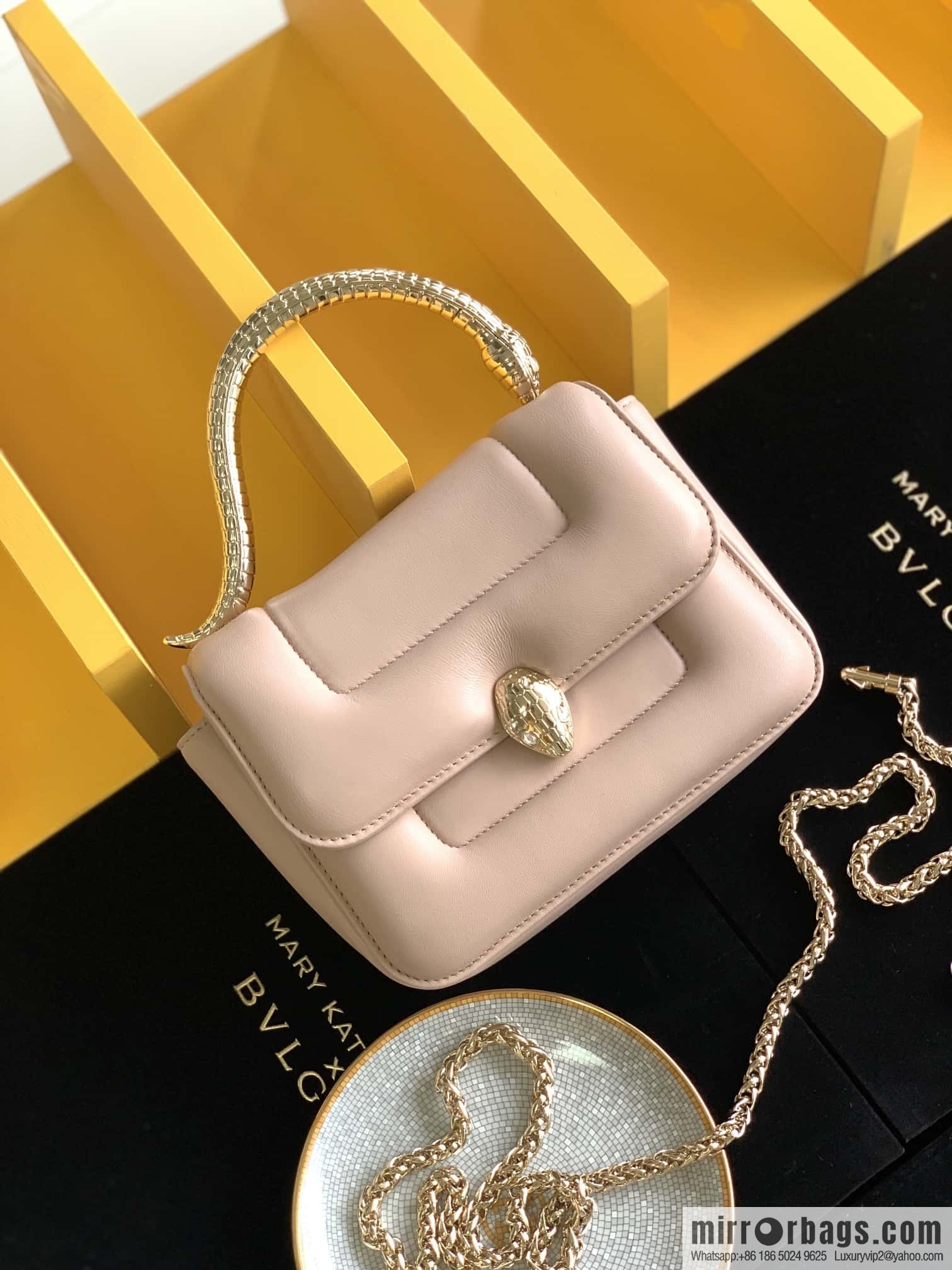 BVLGARI Bulgari joint design limited edition Mary Katrantzou snakehead bag 291071 naked powder 19CM