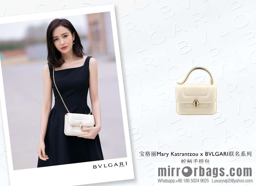 BVLGARI Bulgari joint design limited edition Mary Katrantzou snakehead bag 291071 milkshake white 19CM