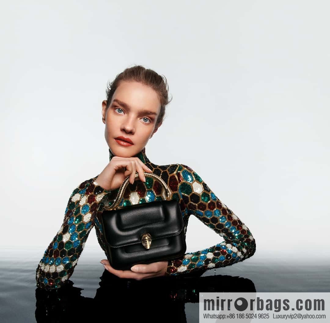 BVLGARI Bulgari joint design limited edition Mary Katrantzou snakehead bag 291071 black 19CM