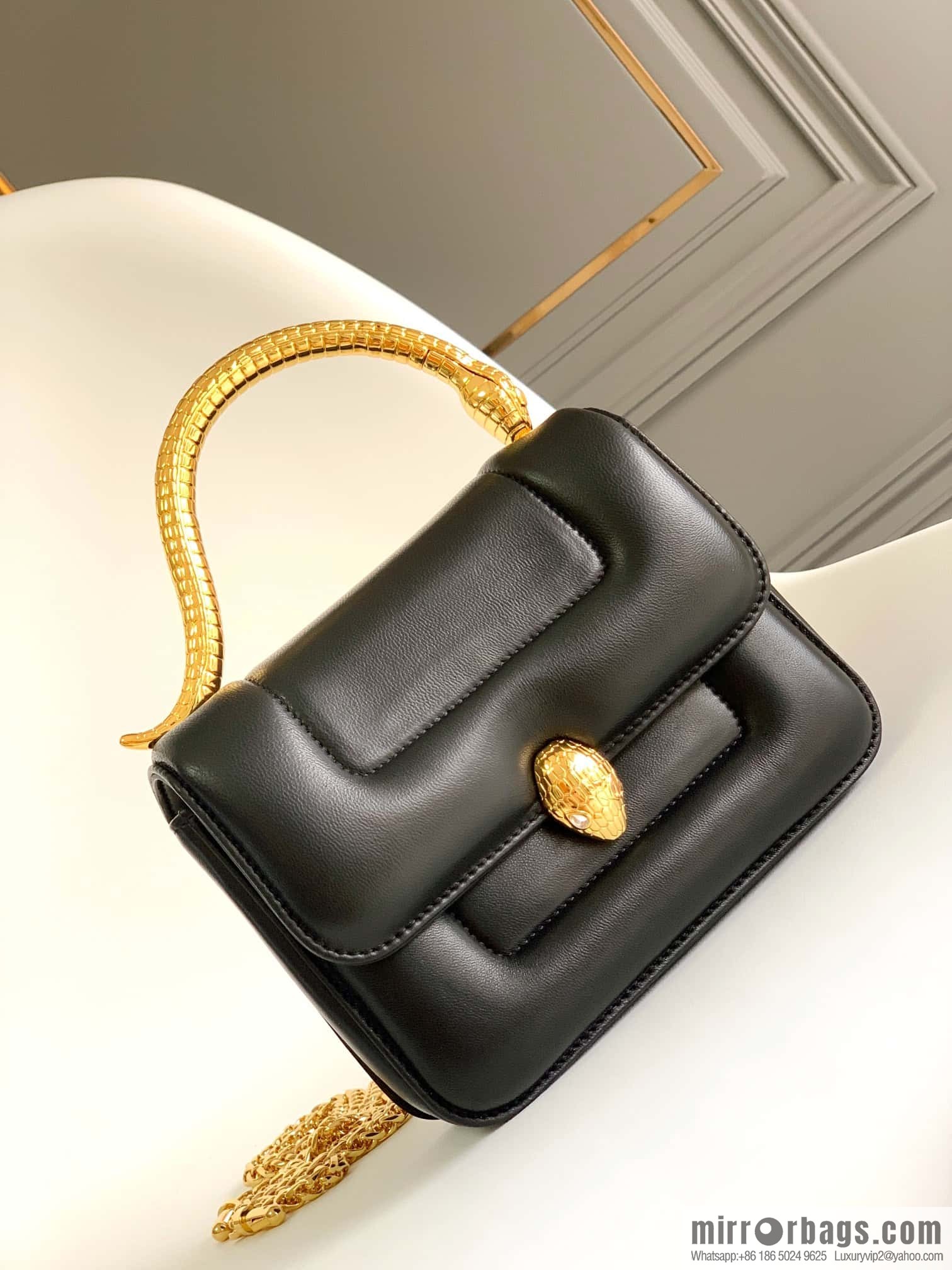 BVLGARI Bulgari joint design limited edition Mary Katrantzou snakehead bag 291071 black 19CM