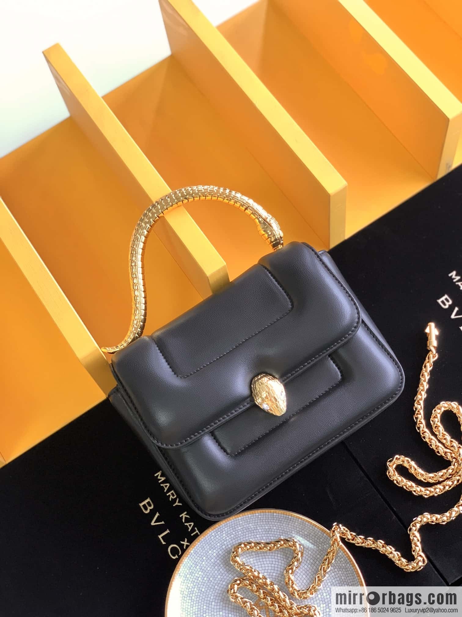 BVLGARI Bulgari joint design limited edition Mary Katrantzou snakehead bag 291071 black 19CM