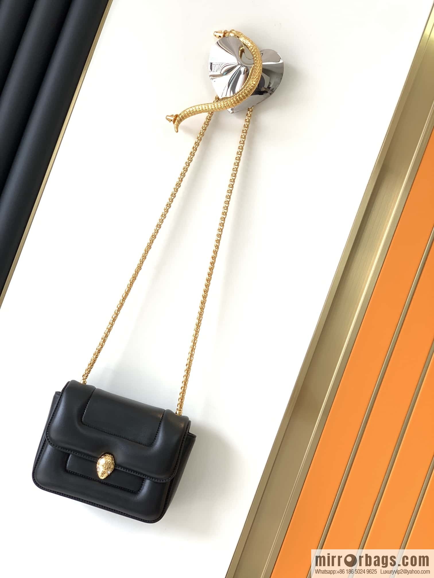 BVLGARI Bulgari joint design limited edition Mary Katrantzou snakehead bag 291071 black 19CM