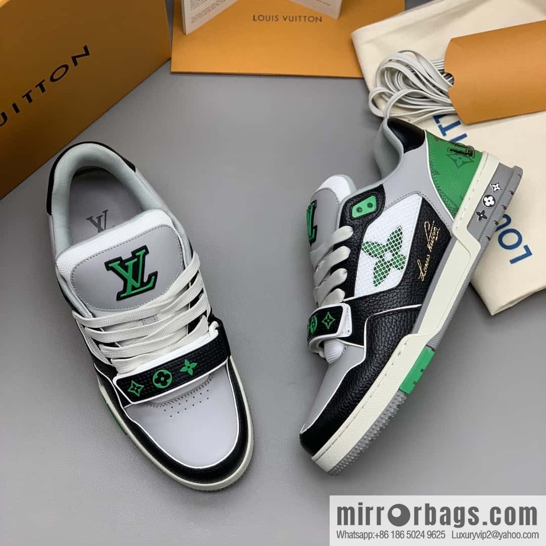 LV/Louis Vuitton, calfskin men's sports running shoes