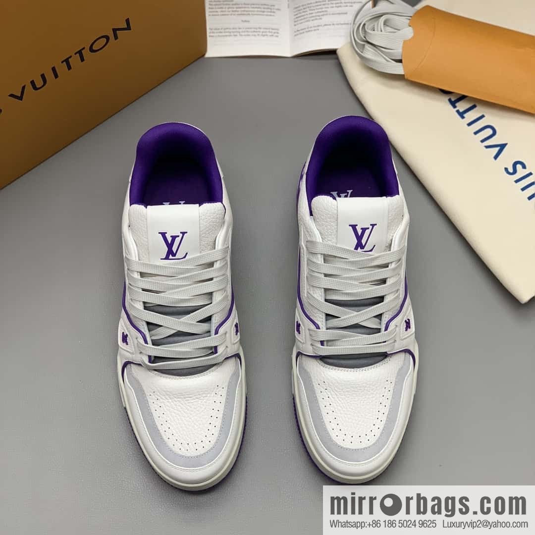 LV/Louis Vuitton, white calfskin couple sports and leisure shoes