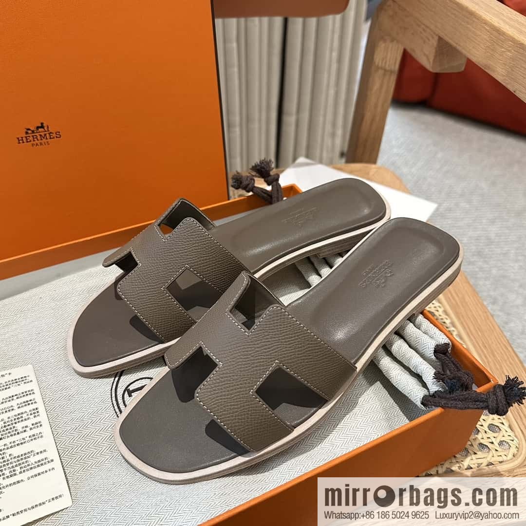 Hermès leather outsole H slippers