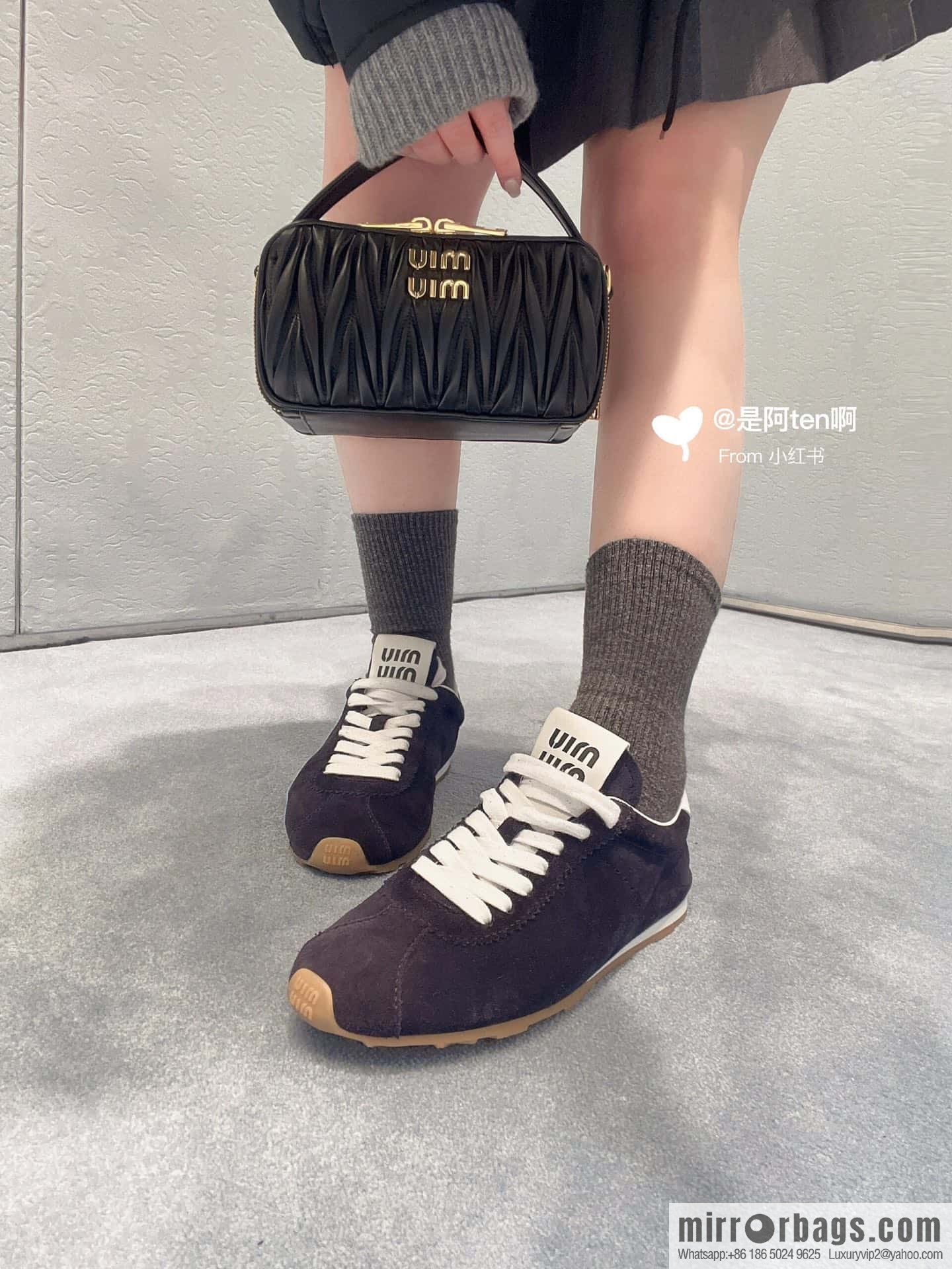 MIUMIU Miu Miu Early spring flat-soled lace-up Forrest training shoes