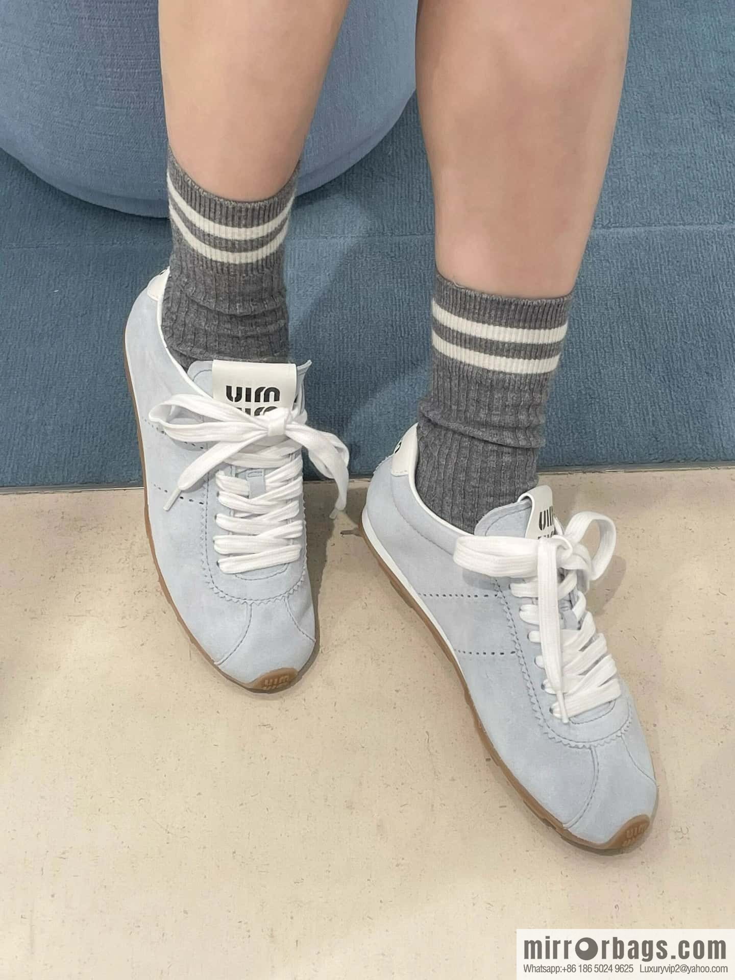 MIUMIU Miu Miu Early spring flat-soled lace-up Forrest training shoes