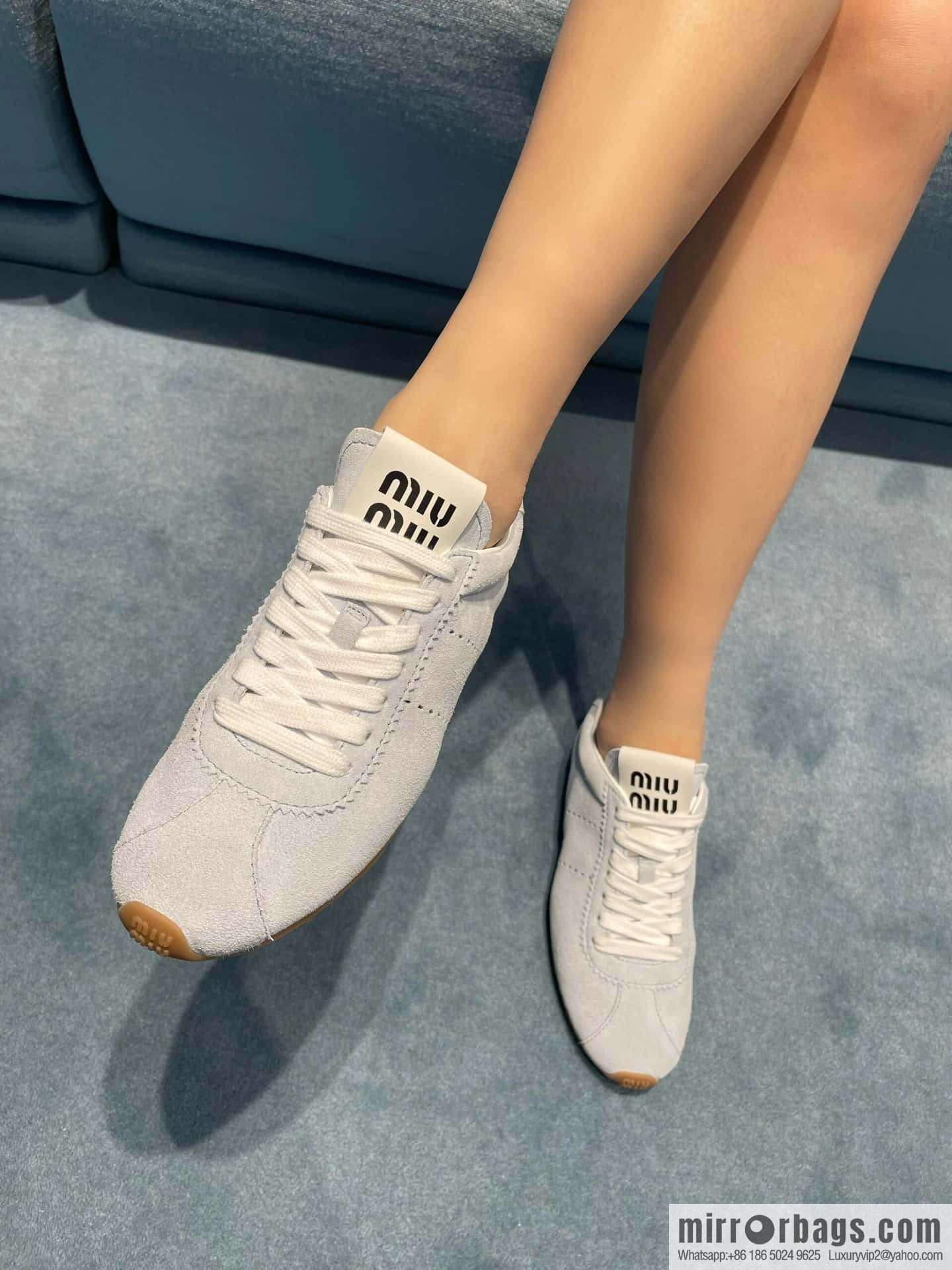 MIUMIU Miu Miu Early spring flat-soled lace-up Forrest training shoes