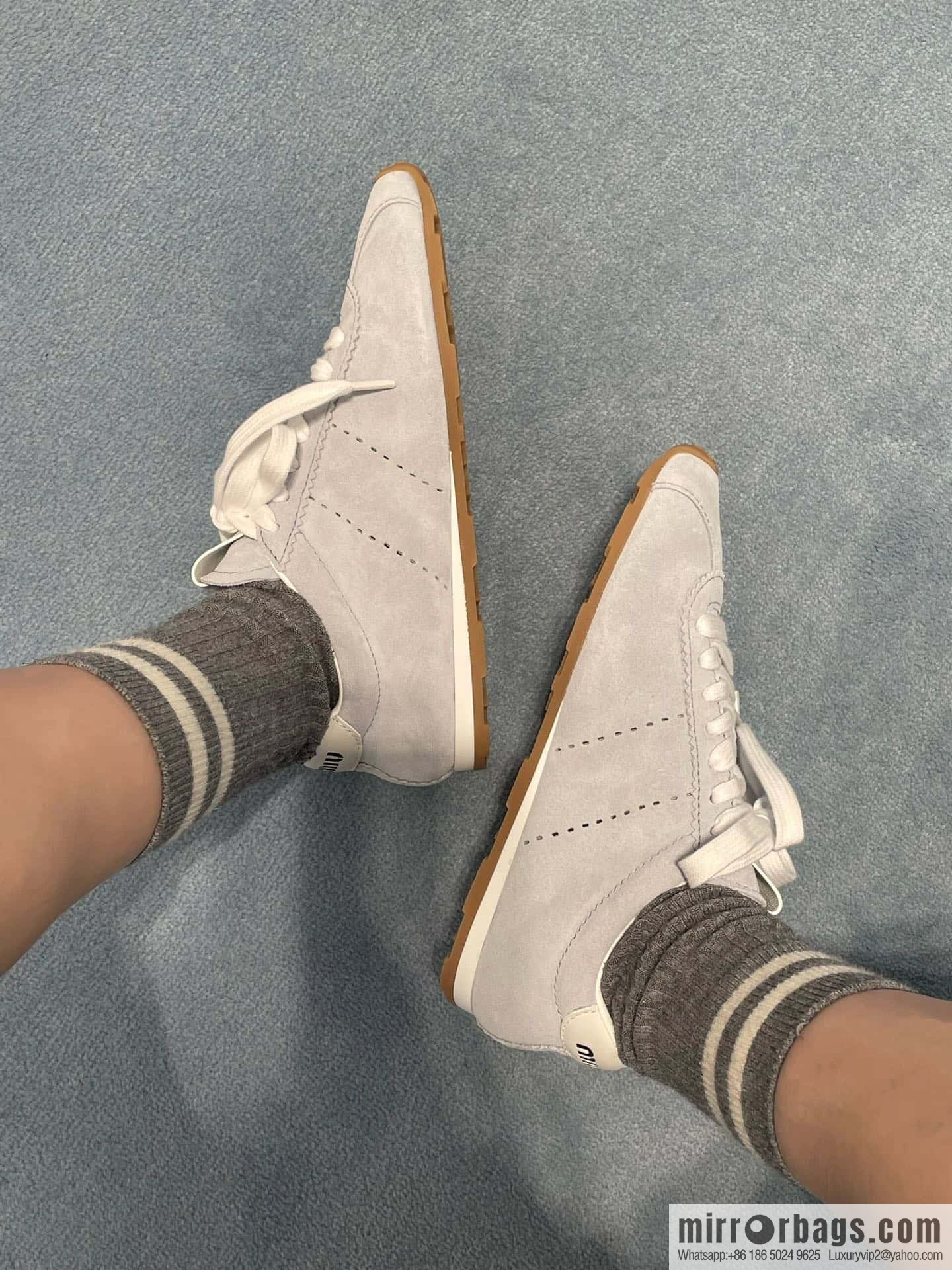 MIUMIU Miu Miu Early spring flat-soled lace-up Forrest training shoes