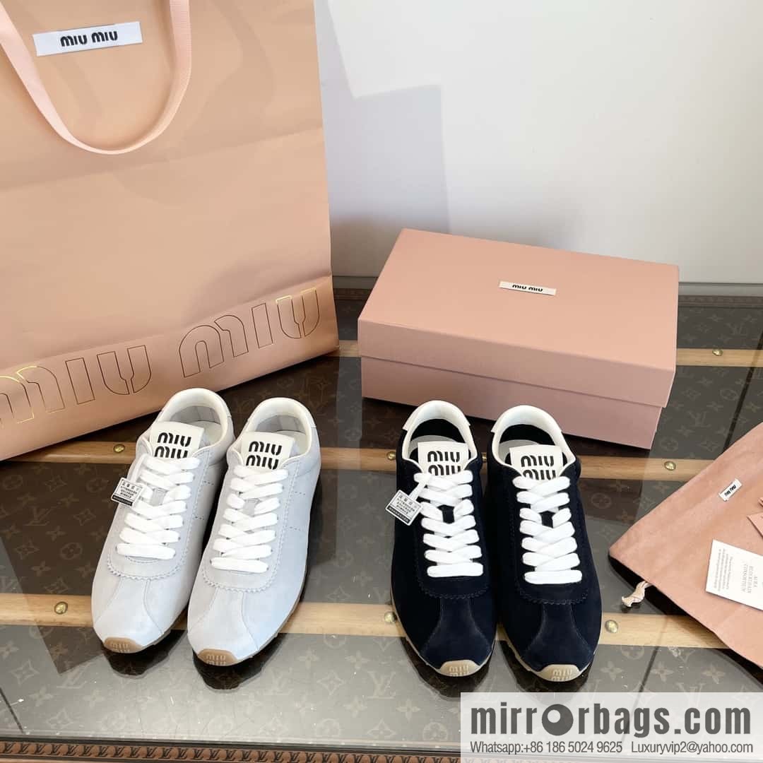 MIUMIU Miu Miu Early spring flat-soled lace-up Forrest training shoes