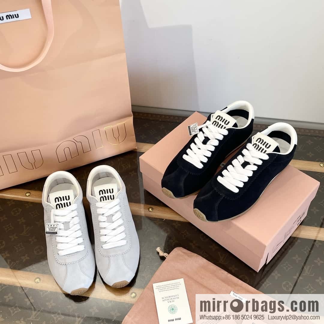 MIUMIU Miu Miu Early spring flat-soled lace-up Forrest training shoes