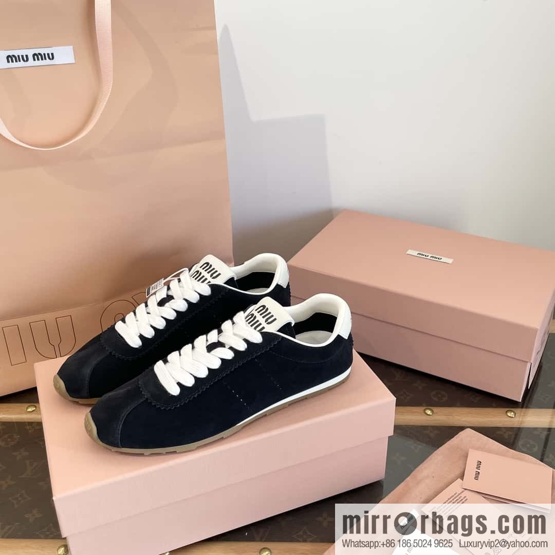 MIUMIU Miu Miu Early spring flat-soled lace-up Forrest training shoes