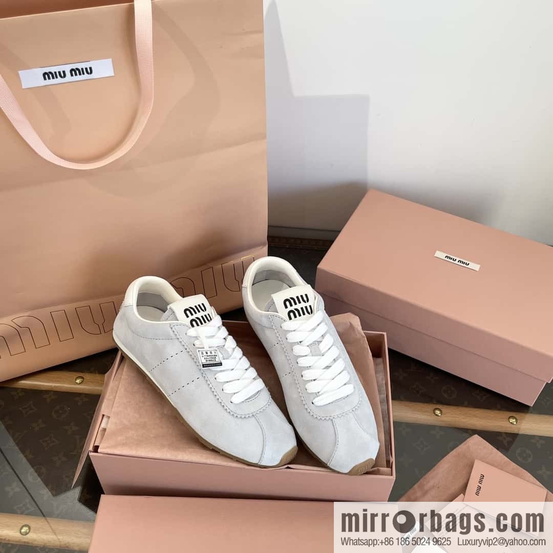 MIUMIU Miu Miu Early spring flat-soled lace-up Forrest training shoes