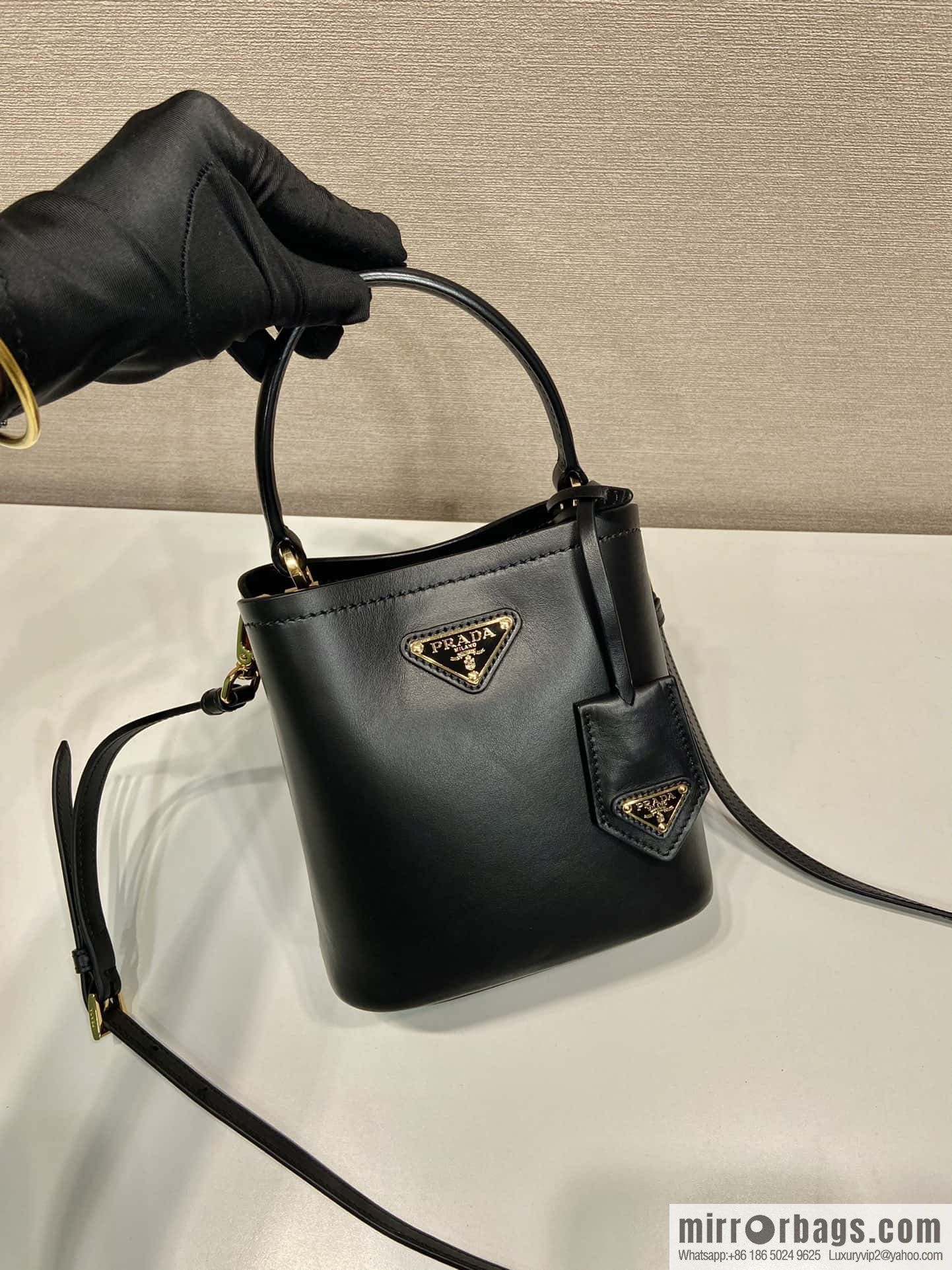 PRTADA Prada calfskin leather (fabric) bucket bag 1BA373