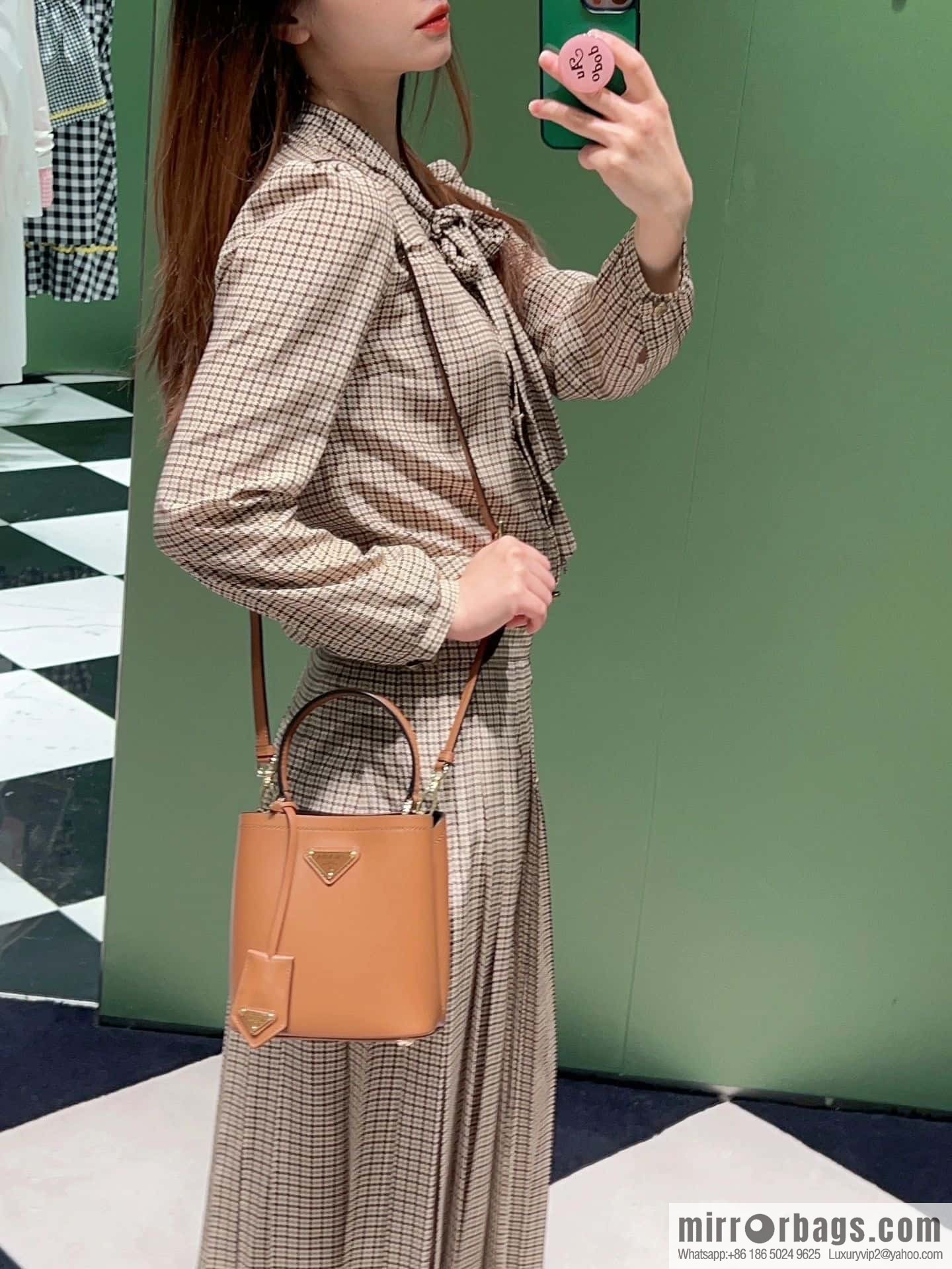 PRTADA Prada calfskin leather (fabric) bucket bag 1BA373
