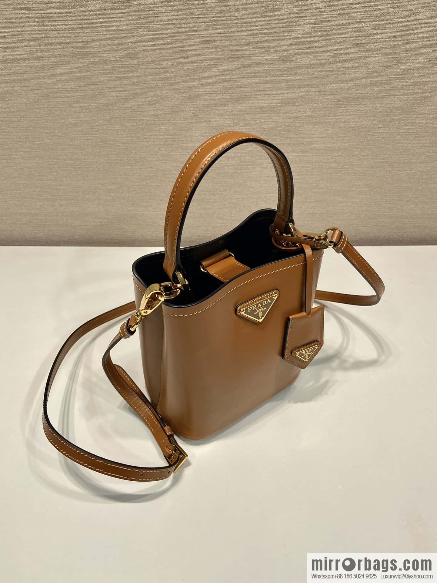 PRTADA Prada calfskin leather (fabric) bucket bag 1BA373