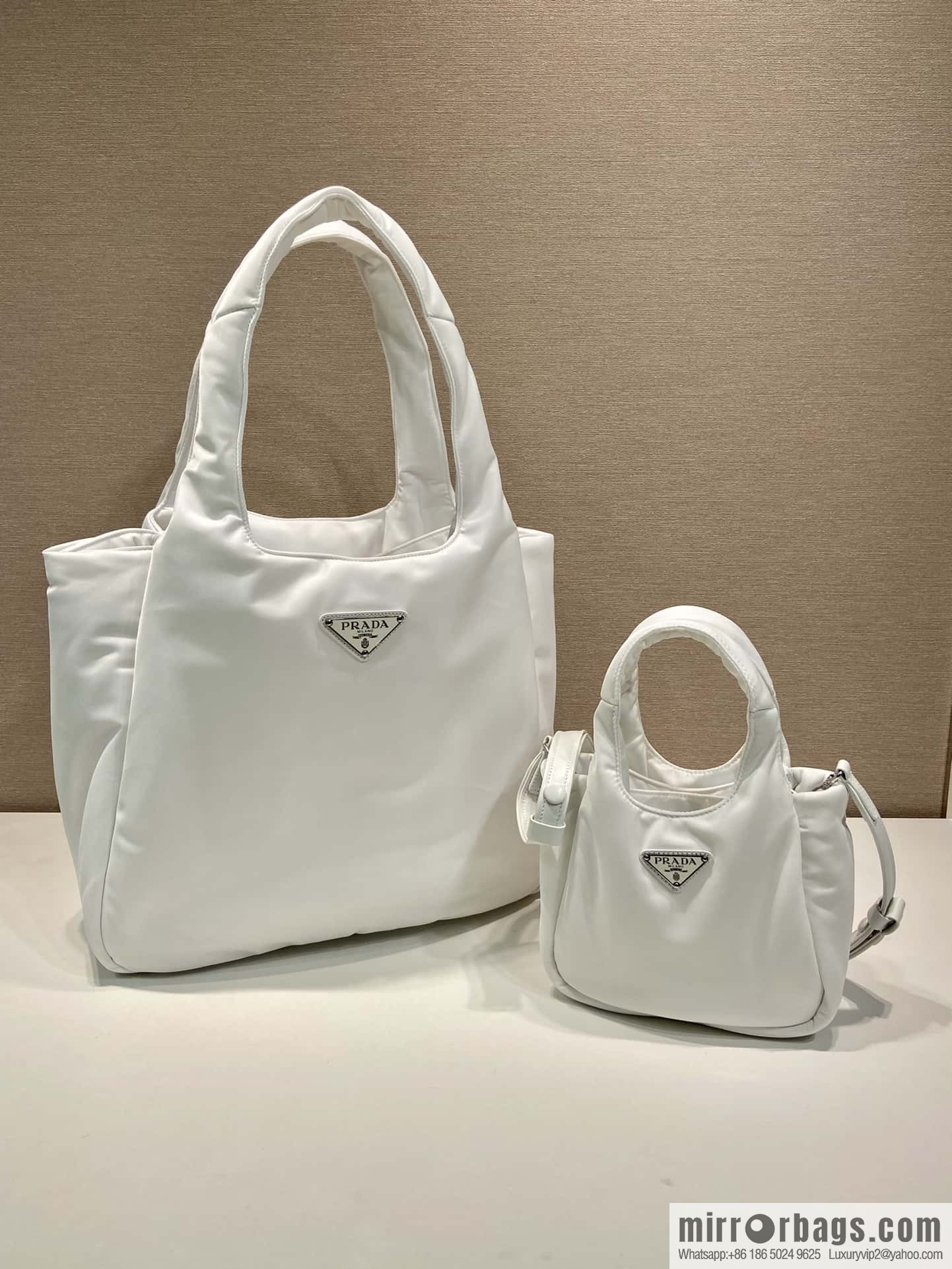 PRADA Prada nylon fabric king tote bag 1BG449 white