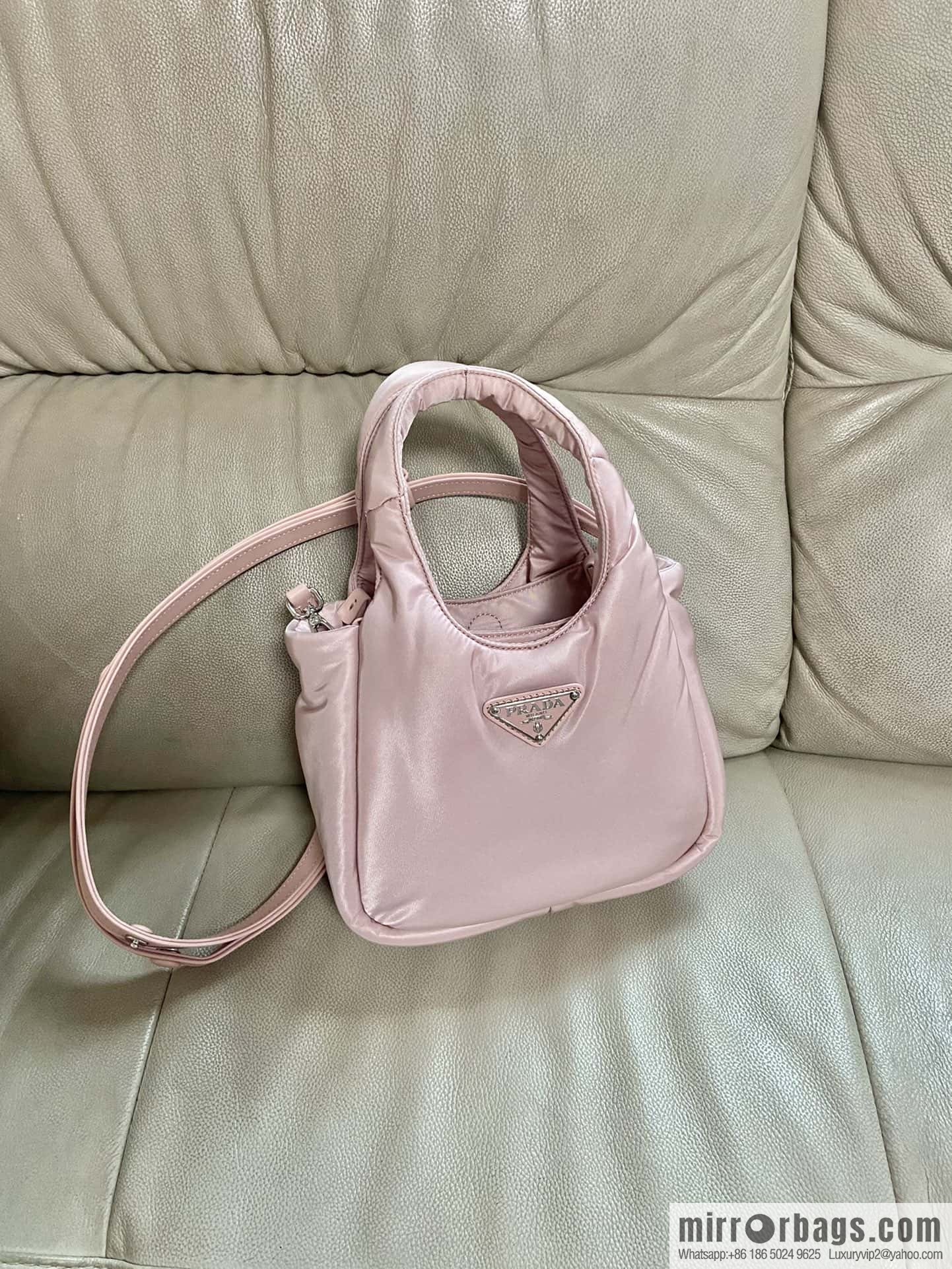 PRADA Prada mini tote bag 🎉 light powder 1BA359 nylon fabric