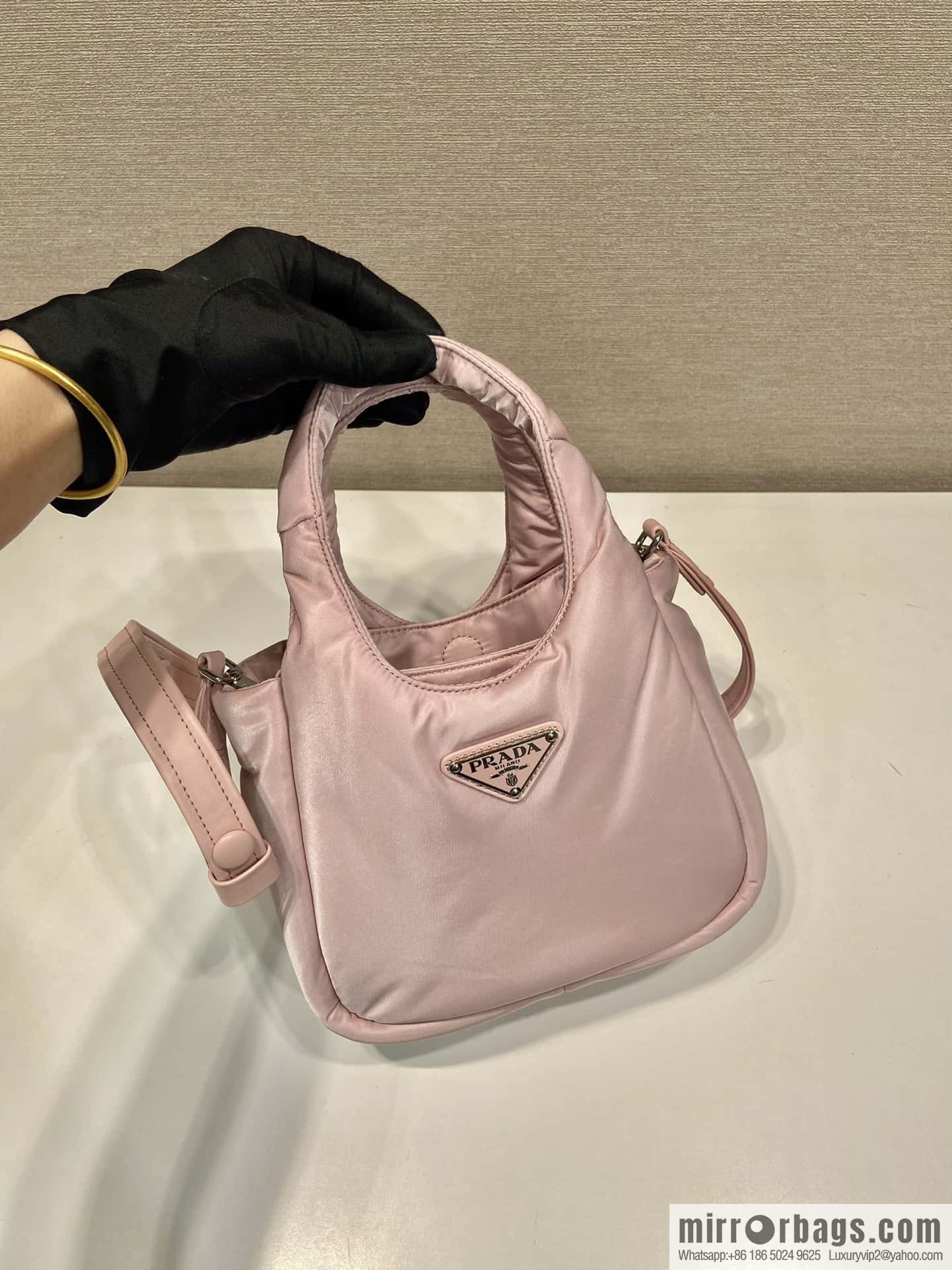 PRADA Prada mini tote bag 🎉 light powder 1BA359 nylon fabric