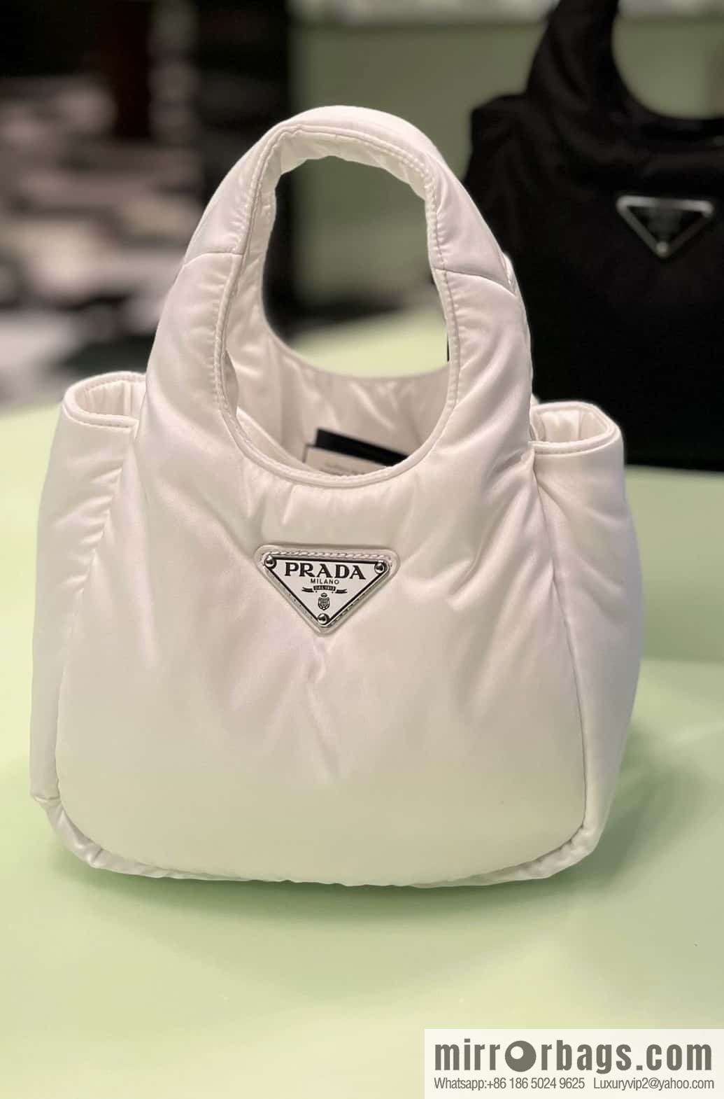 PRADA Prada mini tote bag 🎉 white 1BA359 nylon fabric