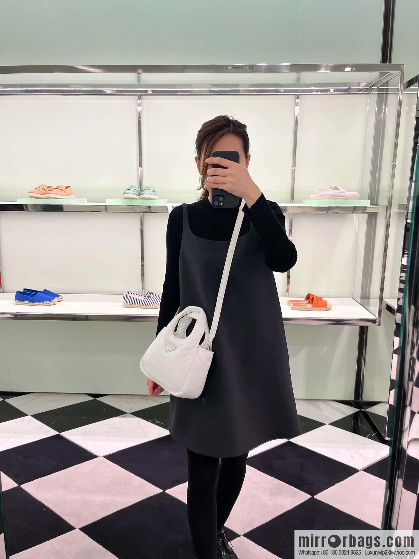 PRADA Prada mini tote bag 🎉 white 1BA359 nylon fabric