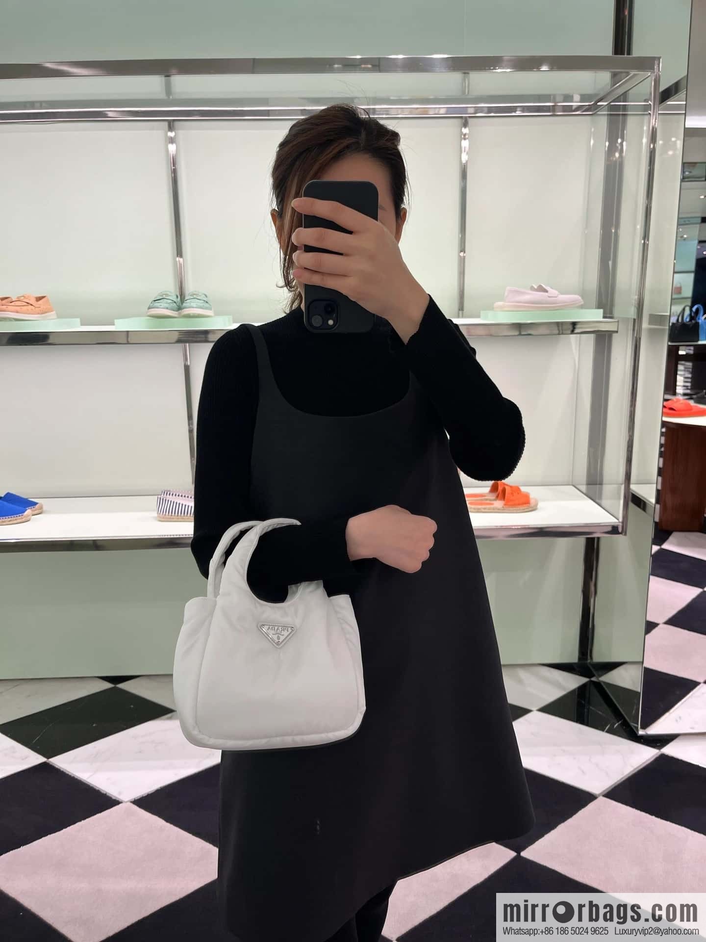 PRADA Prada mini tote bag 🎉 white 1BA359 nylon fabric