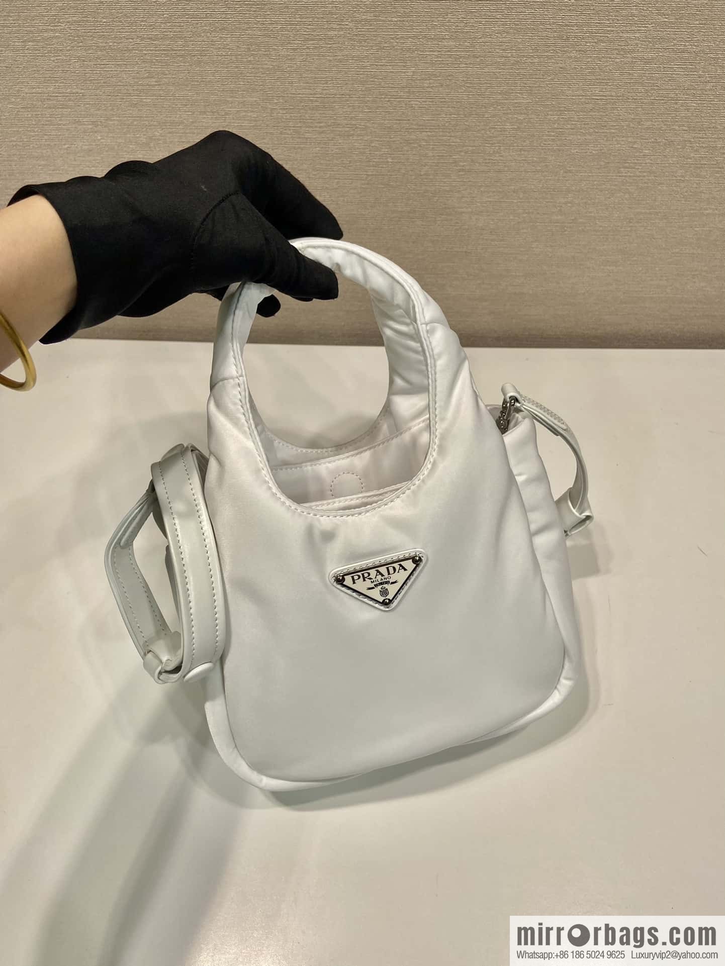PRADA Prada mini tote bag 🎉 white 1BA359 nylon fabric