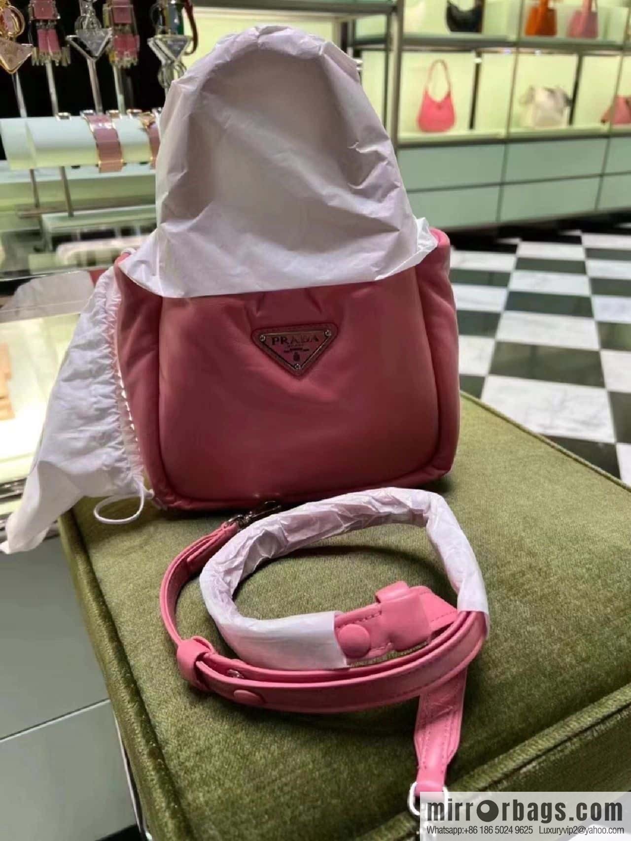 Prada mini tote bag 🎉 pink 1BA359 nylon fabric