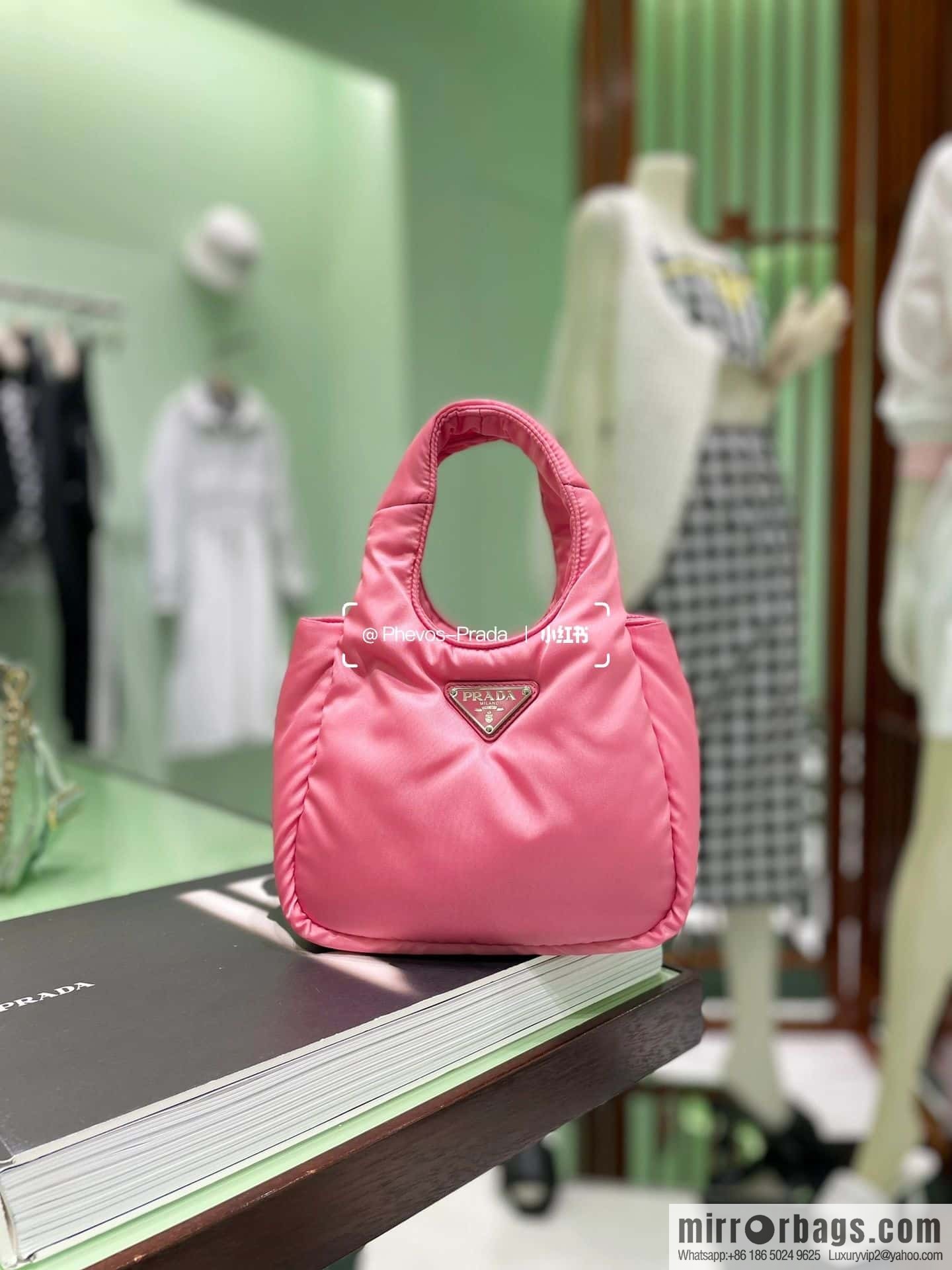 Prada mini tote bag 🎉 pink 1BA359 nylon fabric