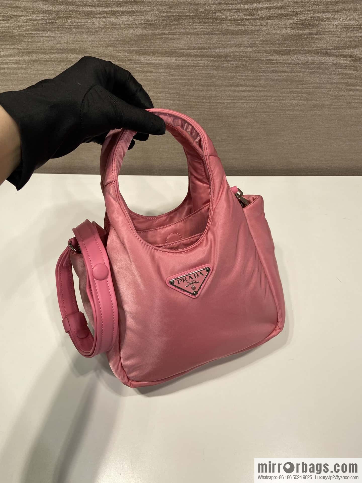 Prada mini tote bag 🎉 pink 1BA359 nylon fabric
