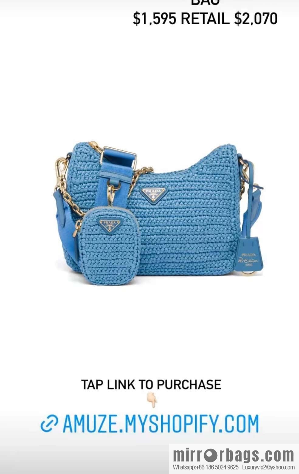 PRADA straw three-in-one 🎉 1BH204 blue