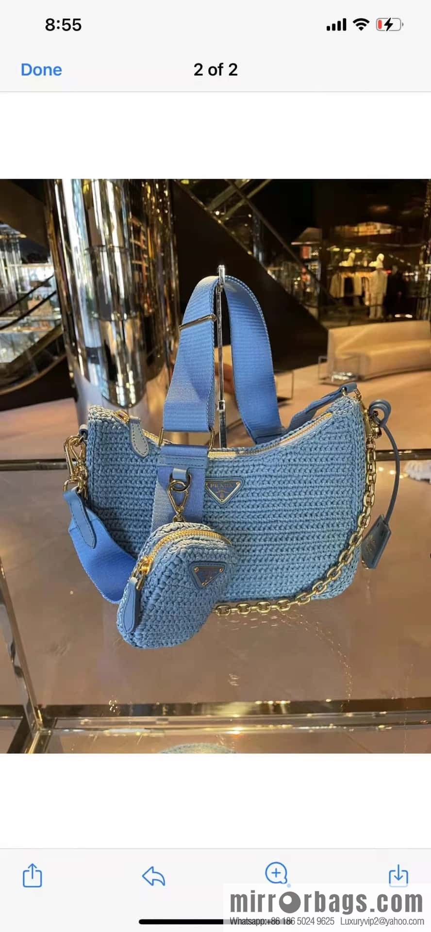 PRADA straw three-in-one 🎉 1BH204 blue