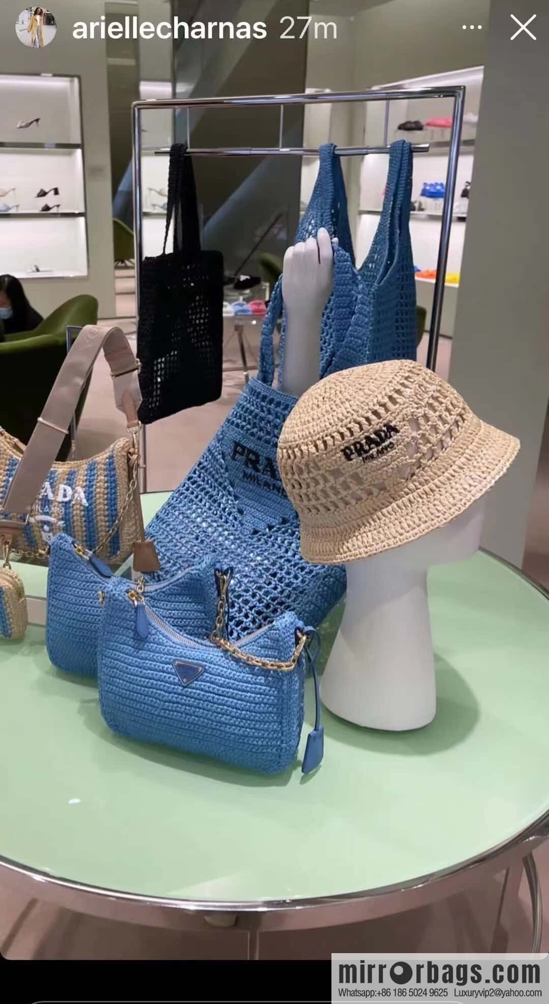 PRADA straw three-in-one 🎉 1BH204 blue