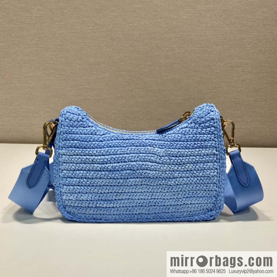 PRADA straw three-in-one 🎉 1BH204 blue