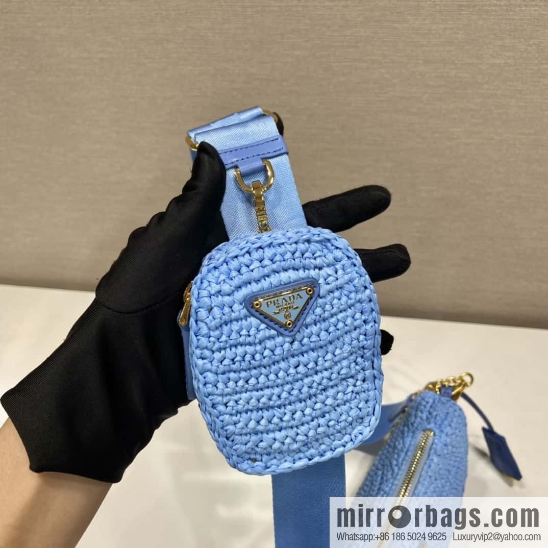 PRADA straw three-in-one 🎉 1BH204 blue