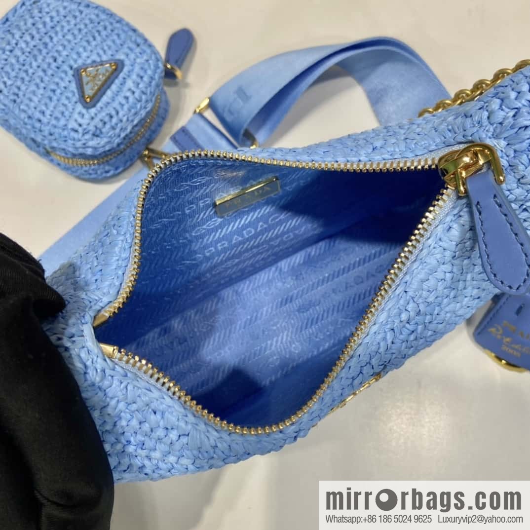 PRADA straw three-in-one 🎉 1BH204 blue
