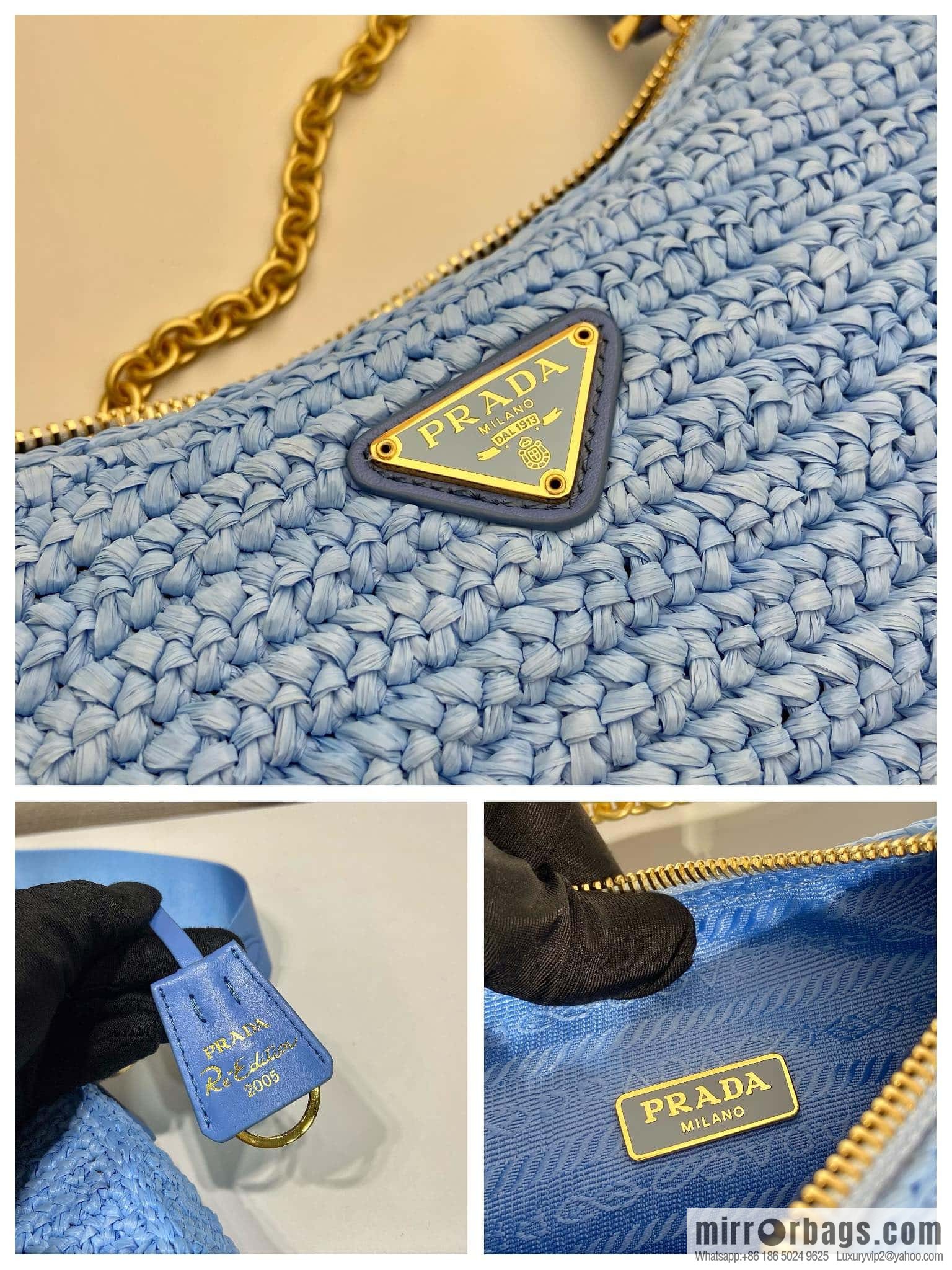 PRADA straw three-in-one 🎉 1BH204 blue