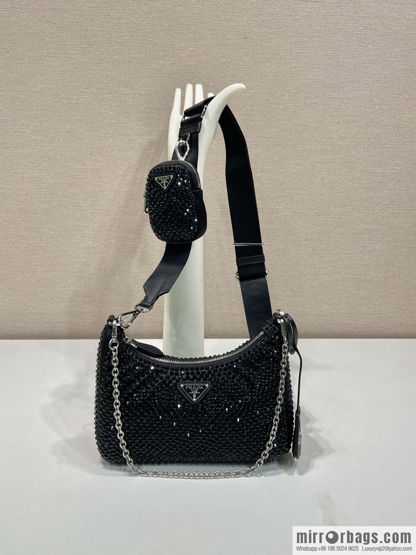 PRADA flash diamond three-in-one 🎉 2023 new color 1BH204 flash diamond