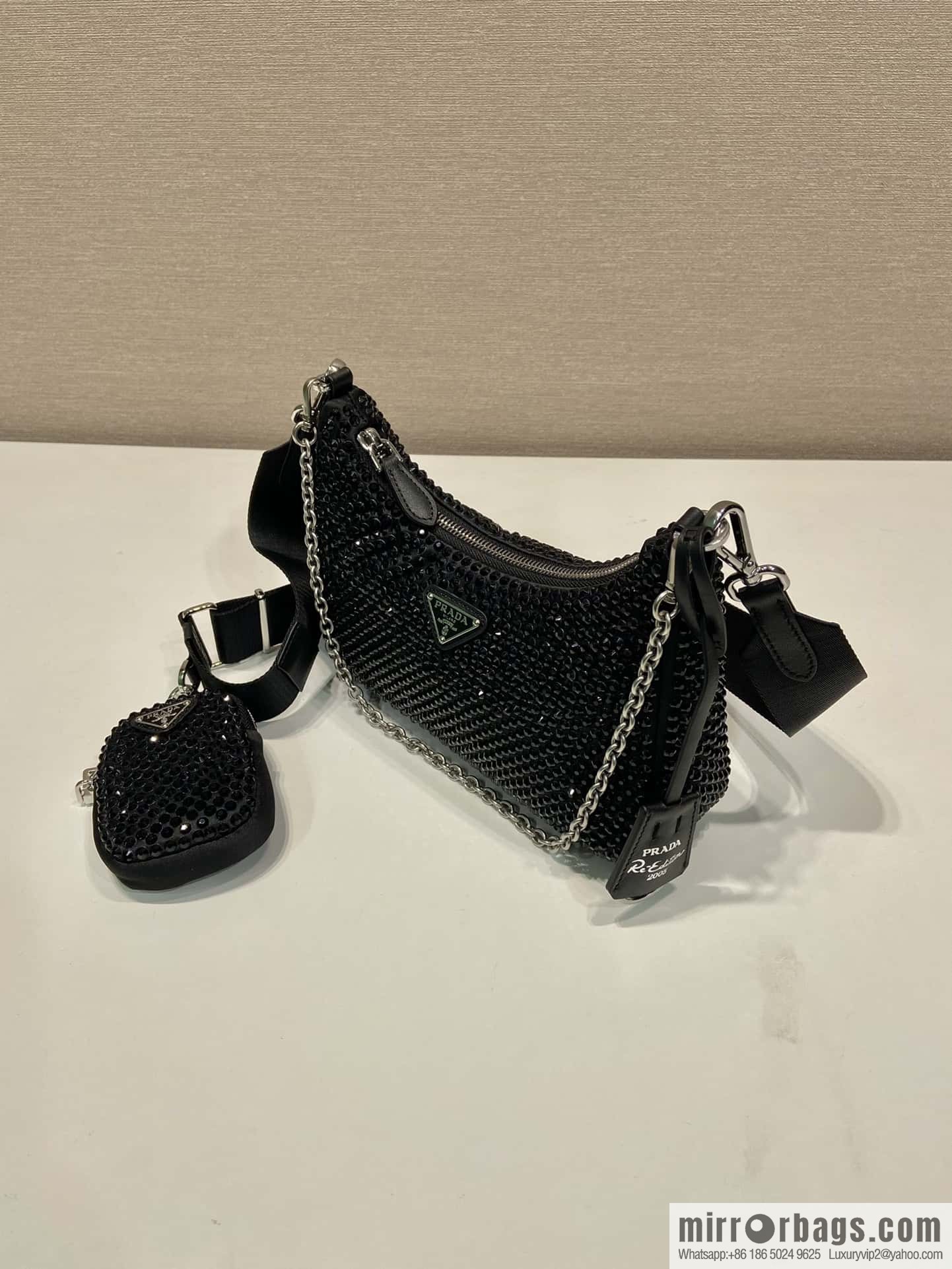 PRADA flash diamond three-in-one 🎉 2023 new color 1BH204 flash diamond