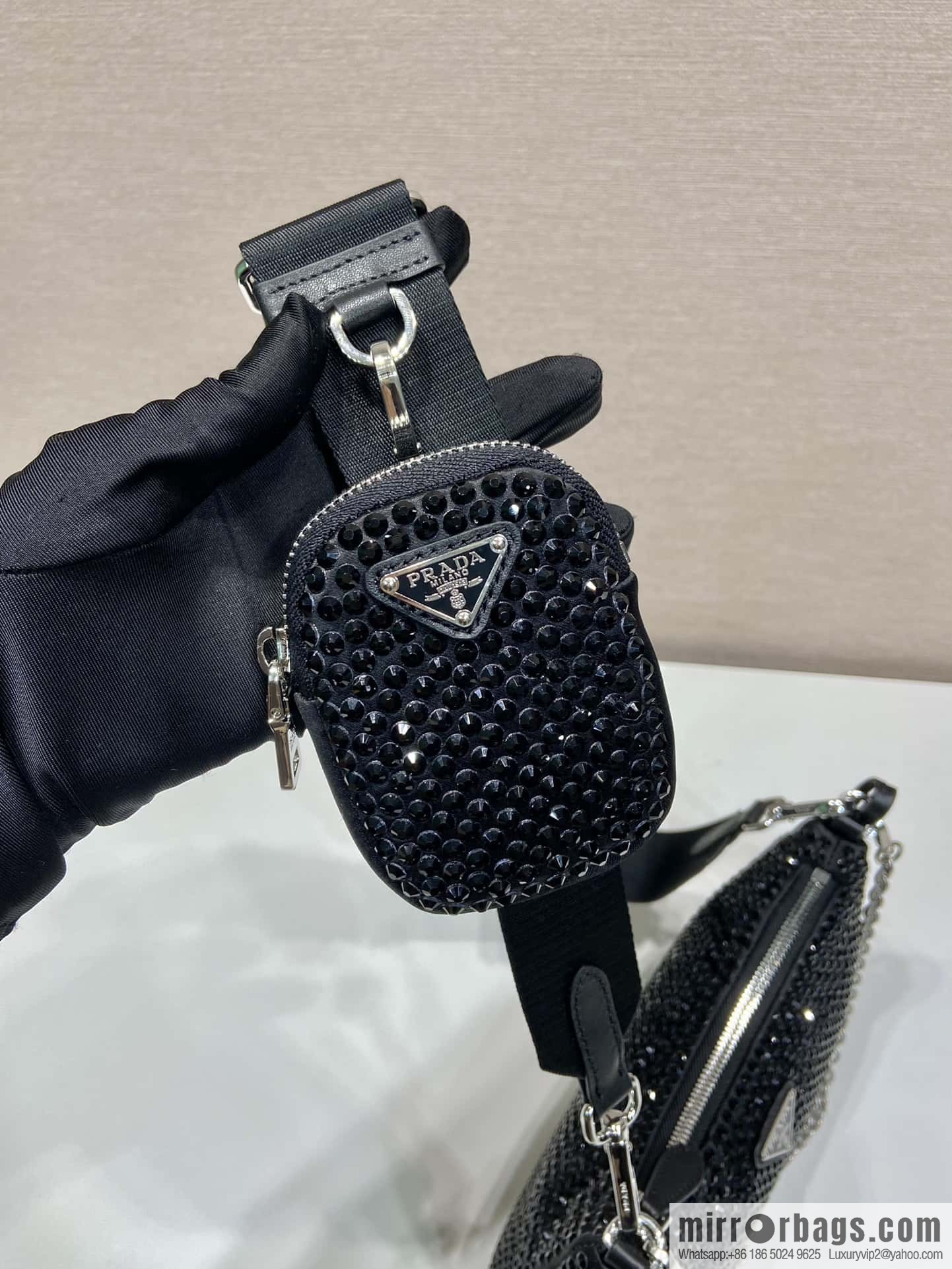 PRADA flash diamond three-in-one 🎉 2023 new color 1BH204 flash diamond